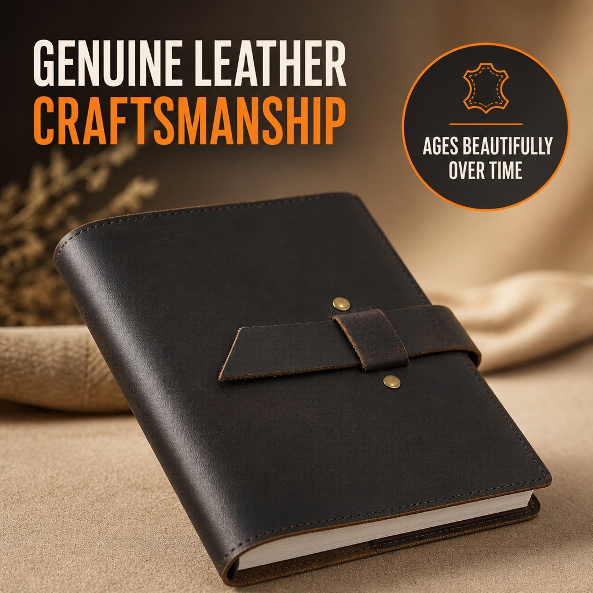 Handmade A6 Genuine Leather Journal-Refillable Ring Binder, Vintage Travel Organizer, and Writing Notebook for Men and Women-8x6 Inches, view 4