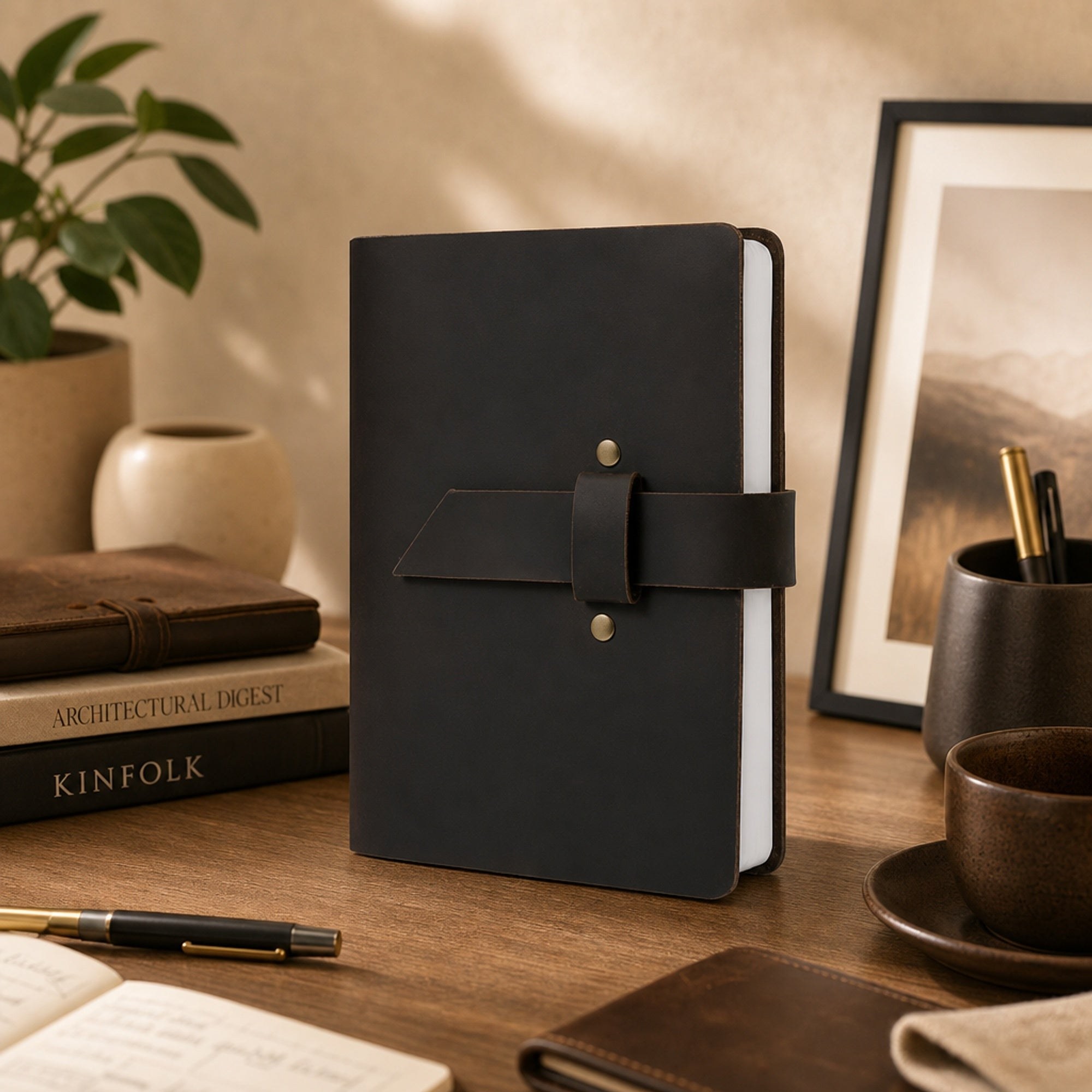 Handmade A6 Genuine Leather Journal-Refillable Ring Binder, Vintage Travel Organizer, and Writing Notebook for Men and Women-8x6 Inches, view 7
