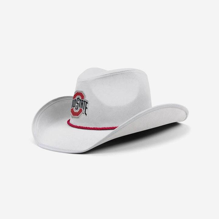 White rhinestone Ohio State cowboy hat