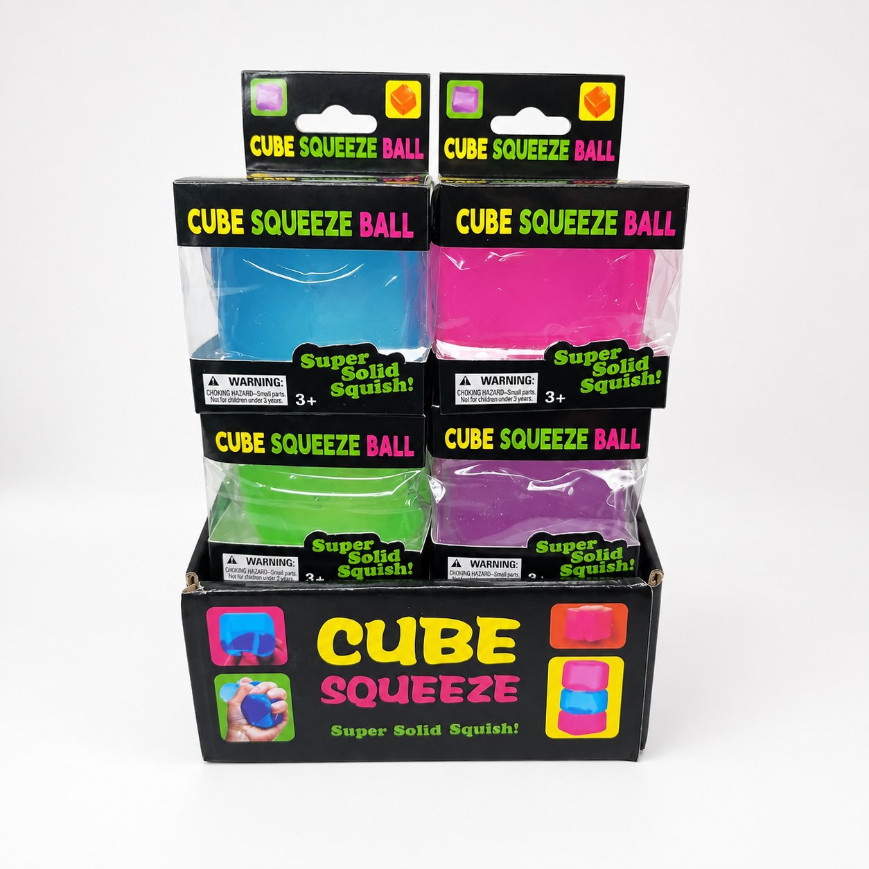 Colorful cube squeeze ball