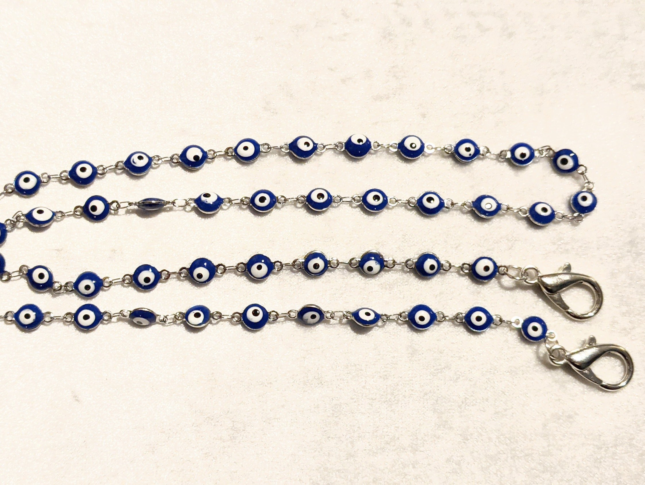 Evil Eye Eyeglass Chain-Mask Chain Holder: Blue Nazar Amulet, Lightweight 24 inch Lanyard
