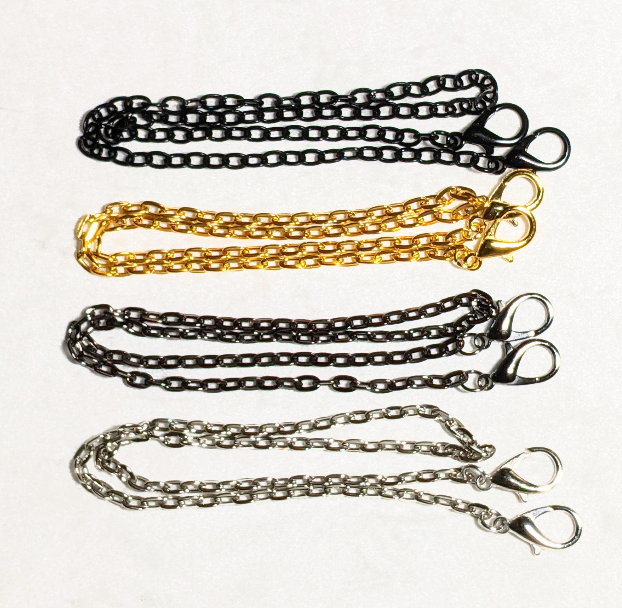 18" Metal Face Mask Lanyard Chain: Silver, Black, Gold, Gunmetal