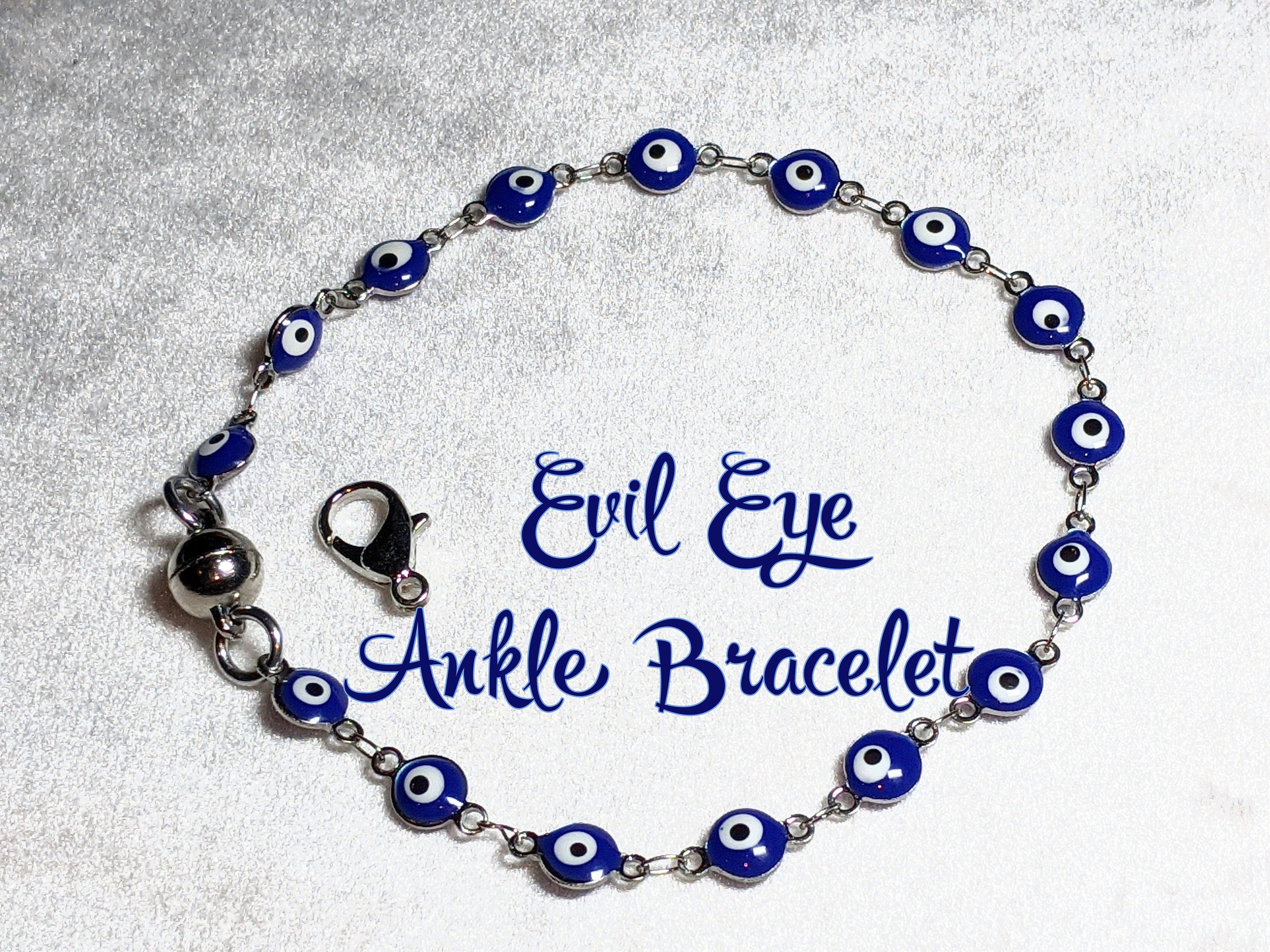 Evil Eye Ankle Bracelet: Protection Talisman with Magnetic Clasp