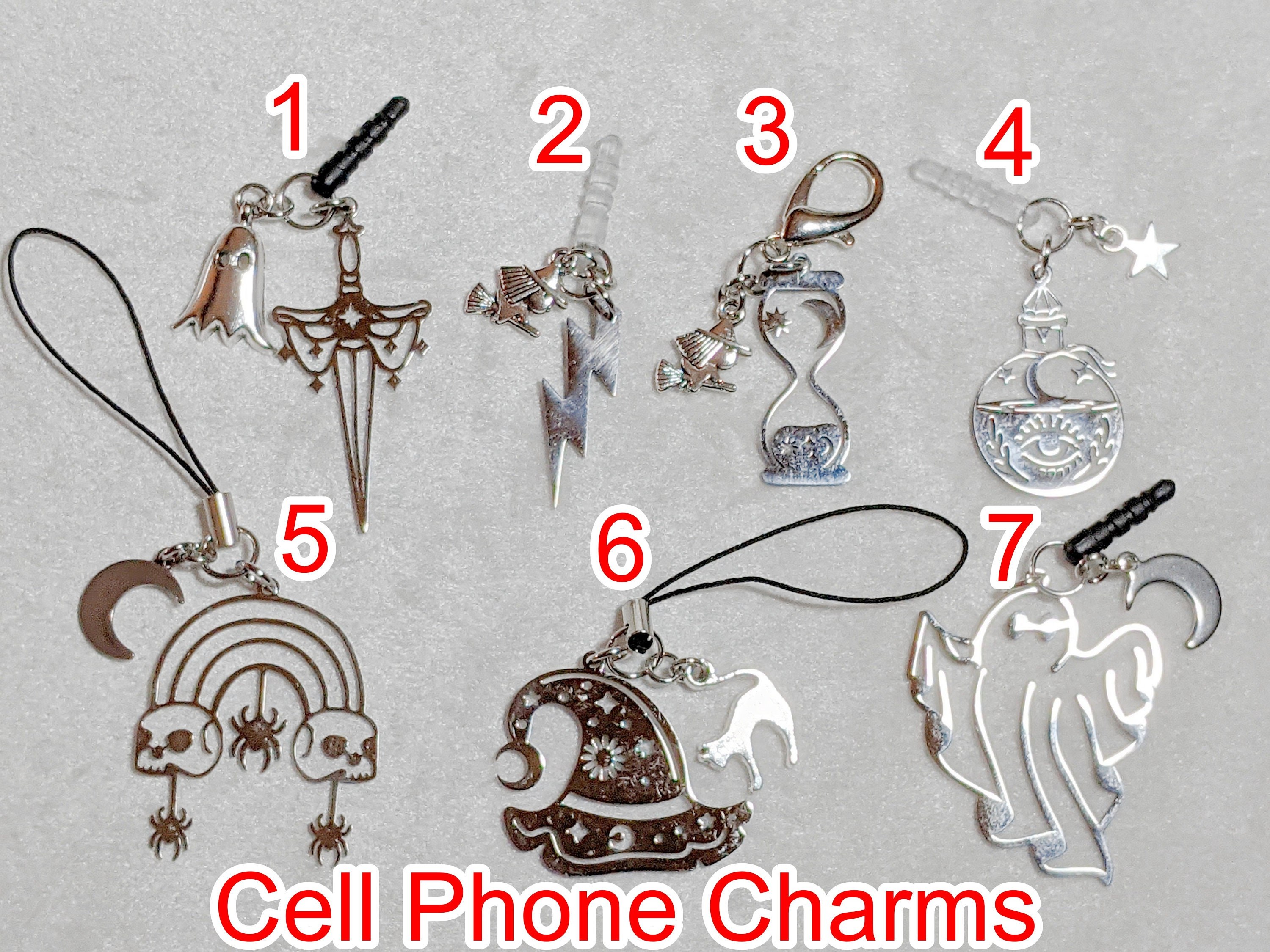 Halloween Cell Phone Charm: Laser Cut Ghost, Skull, Witch Hat