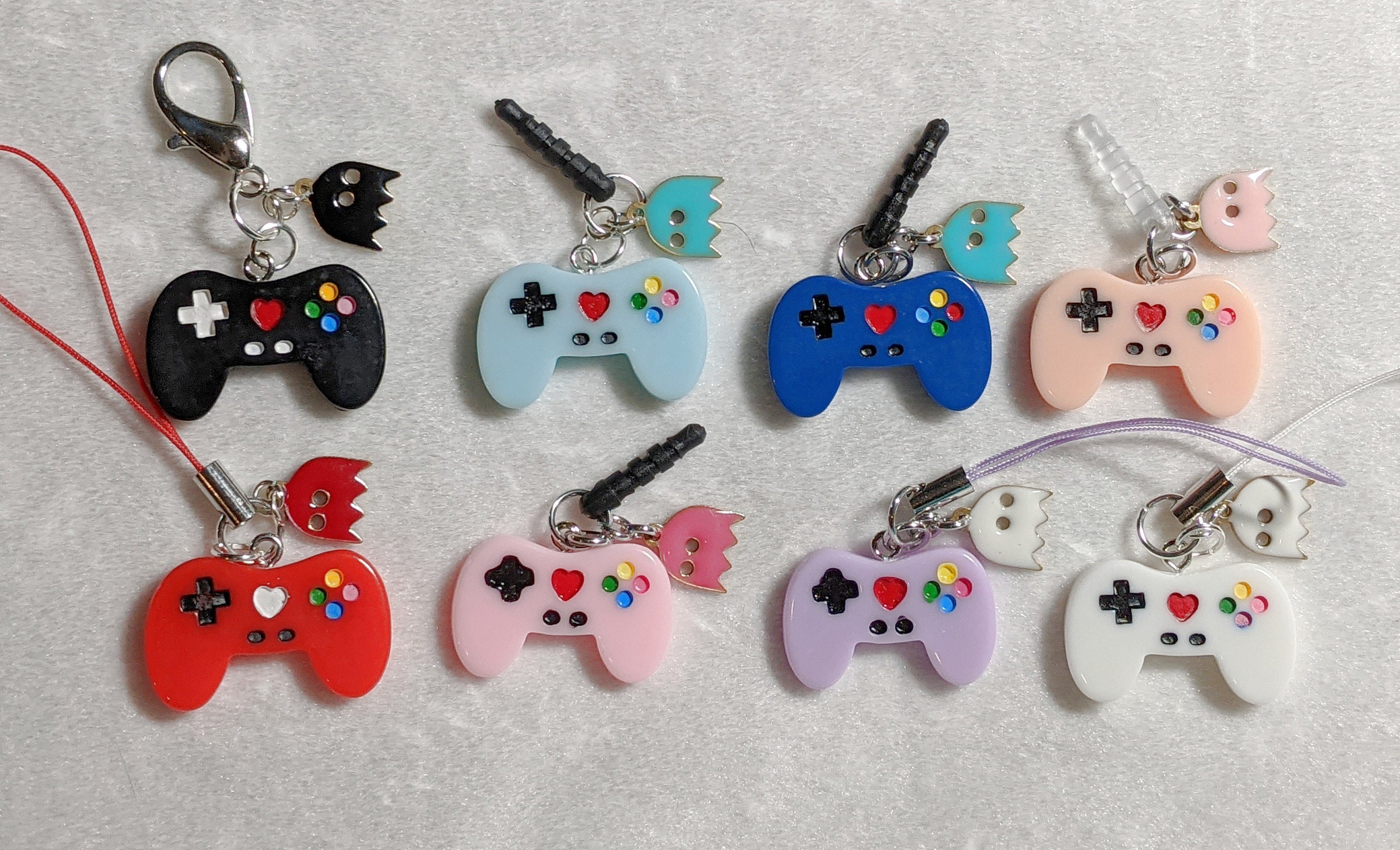 Pixelated Ghost Video Game Controller Charm: 3.5mm Audio Jack or Clip