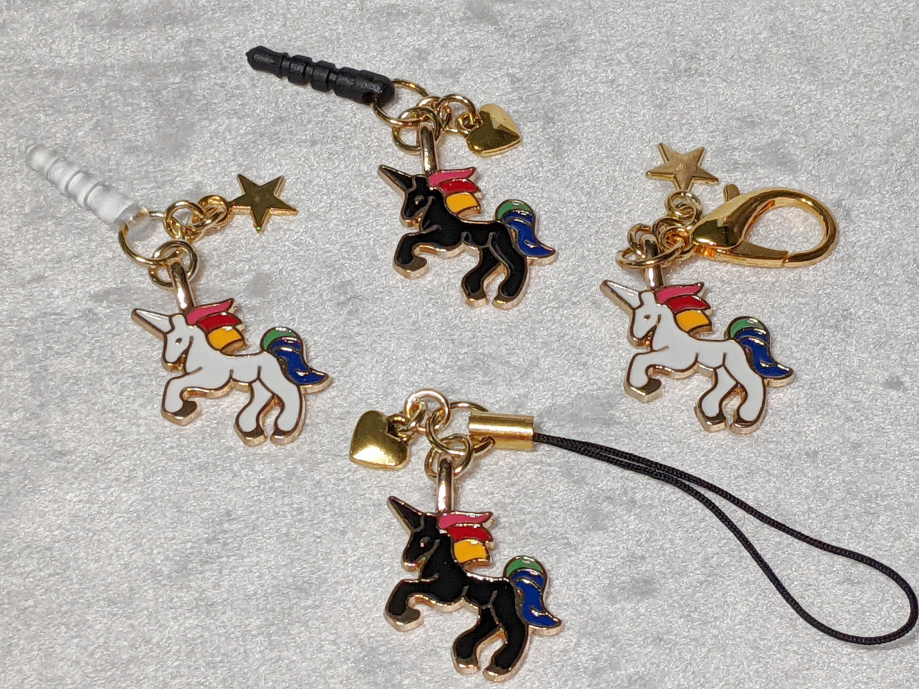 Unicorn Charm: Phone Charm, Keychain, Zipper Pull - Gold Detail