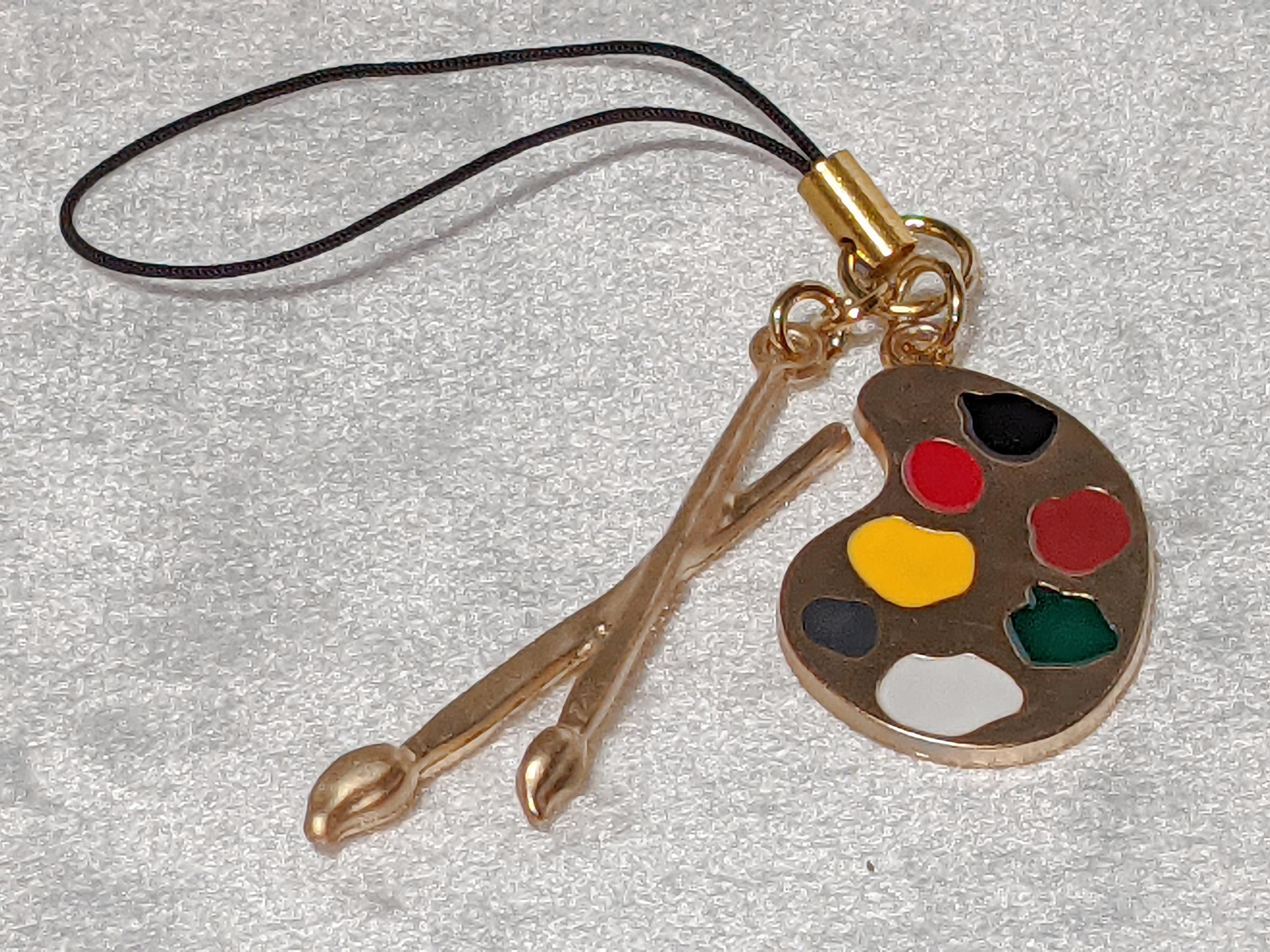 Paint Palette Charm: Artist Brush Keychain, Zipper Pull, Phone Plug