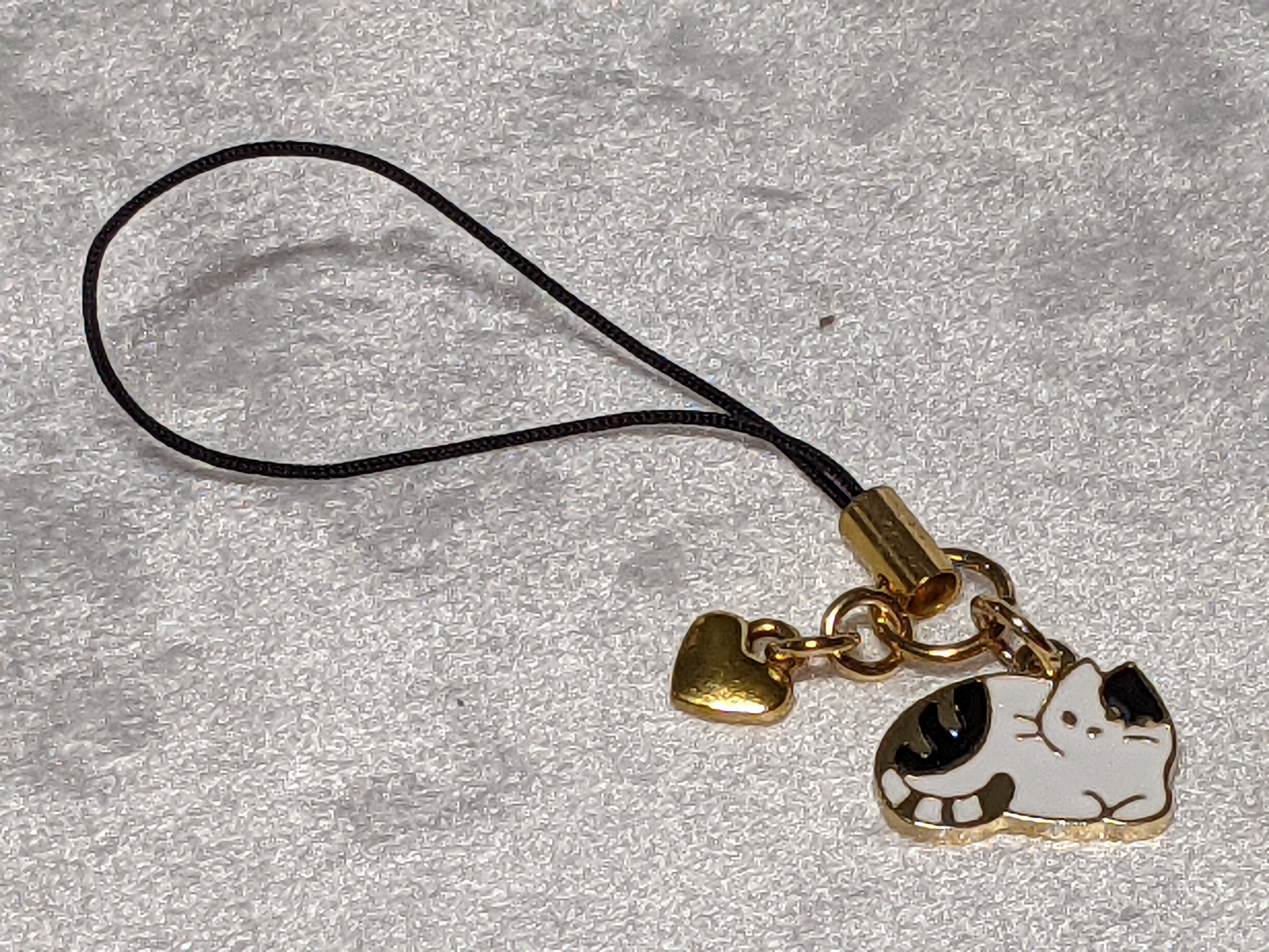 Cat Charm with Gold Charm: Phone, Keychain, Zipper Pull