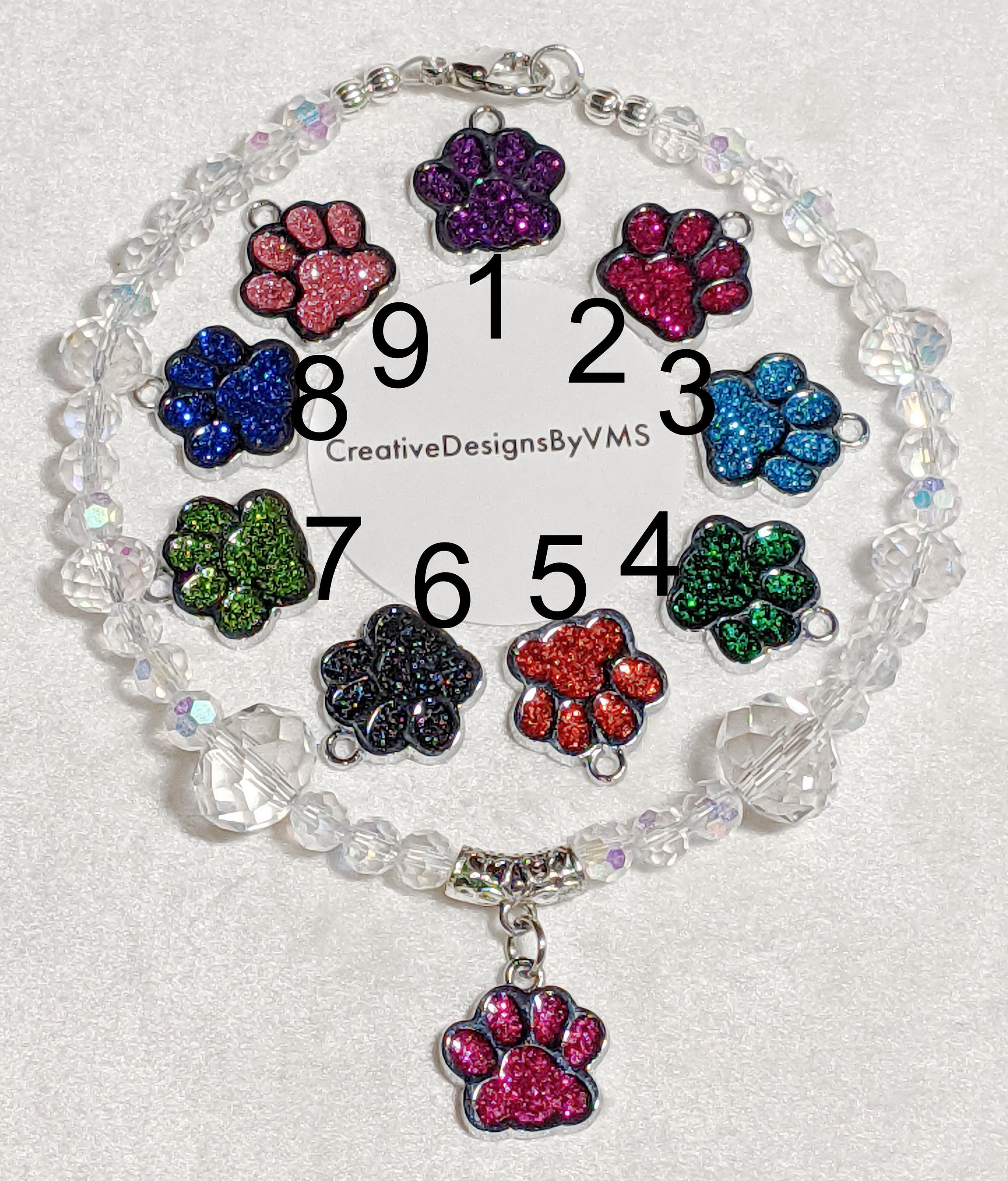Bling AB Crystal Pet Necklace: Paw Charm, Fancy Dog/Cat Jewelry