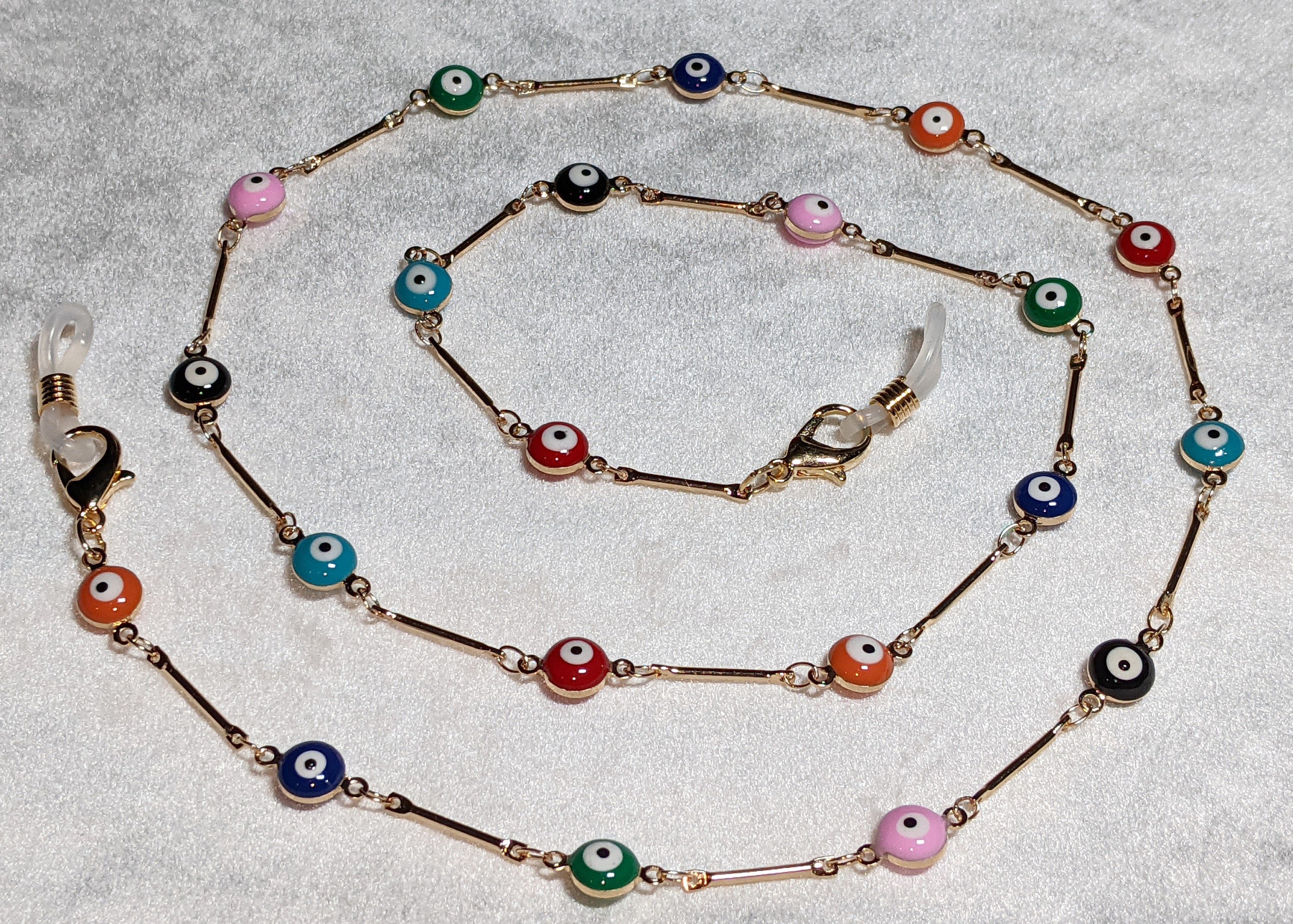 Evil Eye Eyeglasses Chain: Rainbow Mask Lanyard, Gold Jewelry Gift