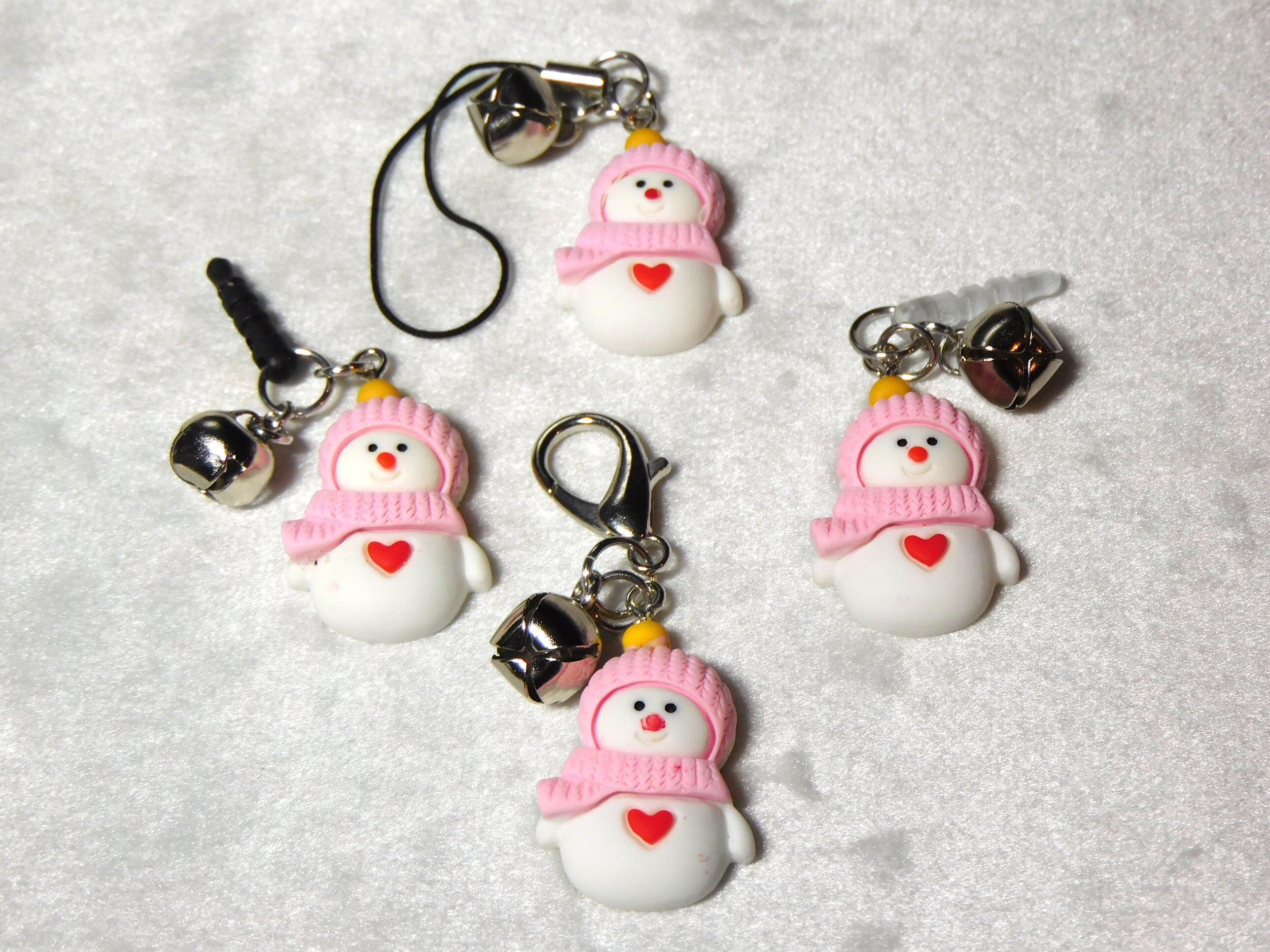 Snowman Charm: Christmas Cell Phone Charm, Zipper Pull, Keychain