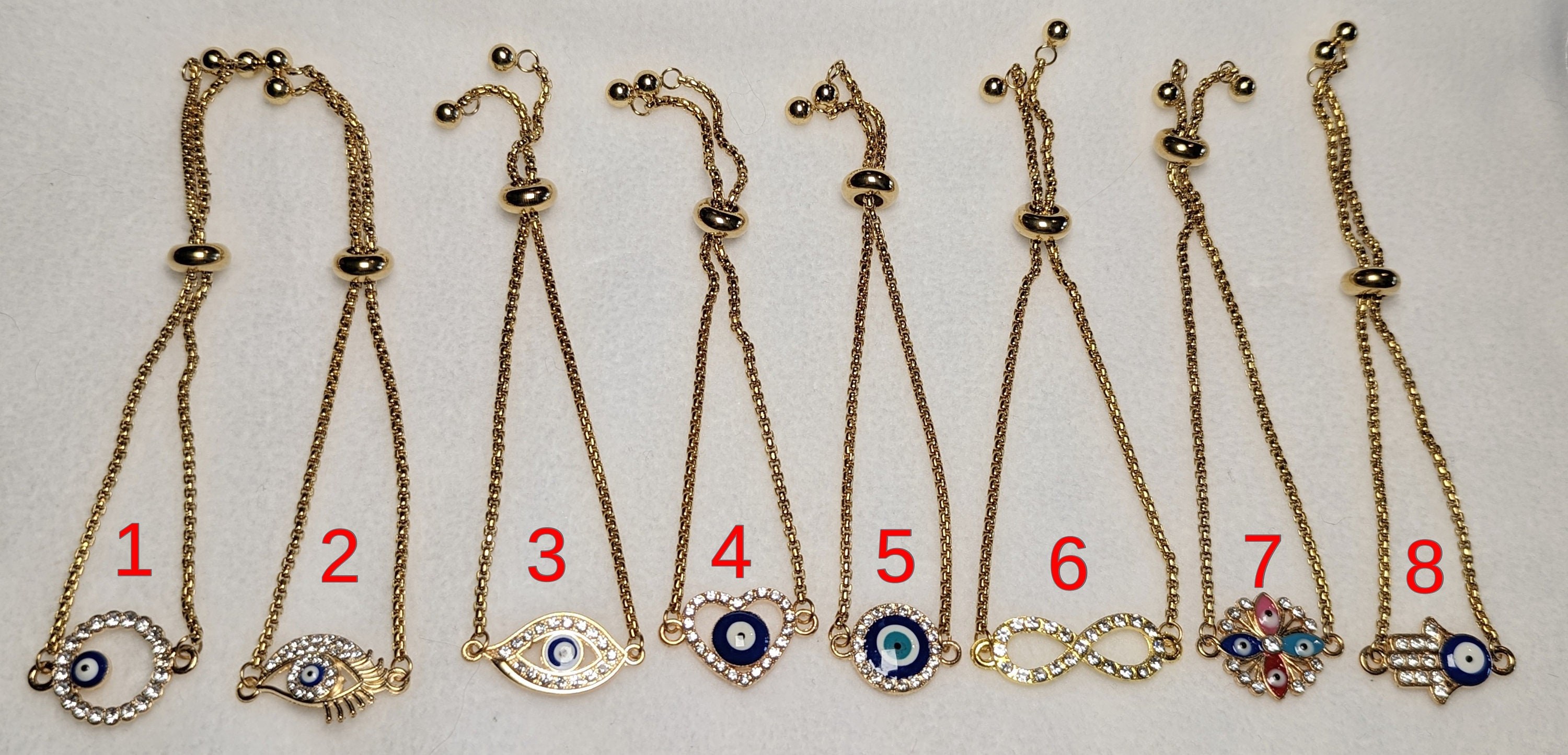 Gold Evil Eye Charm Bracelet: Adjustable Protection Amulet