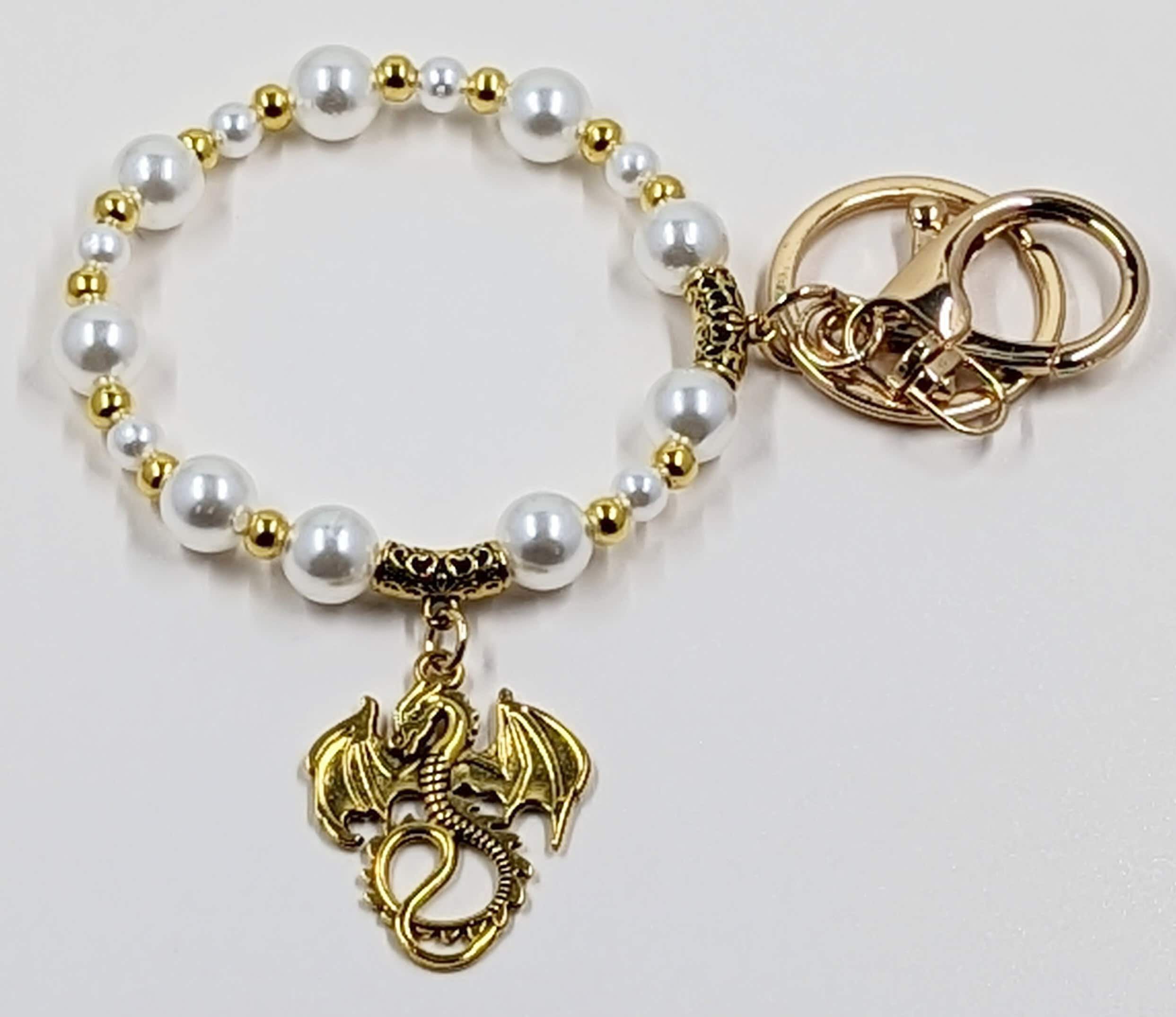 Dragon Keychain Wristlet: Pearls & Gold, Year of the Dragon