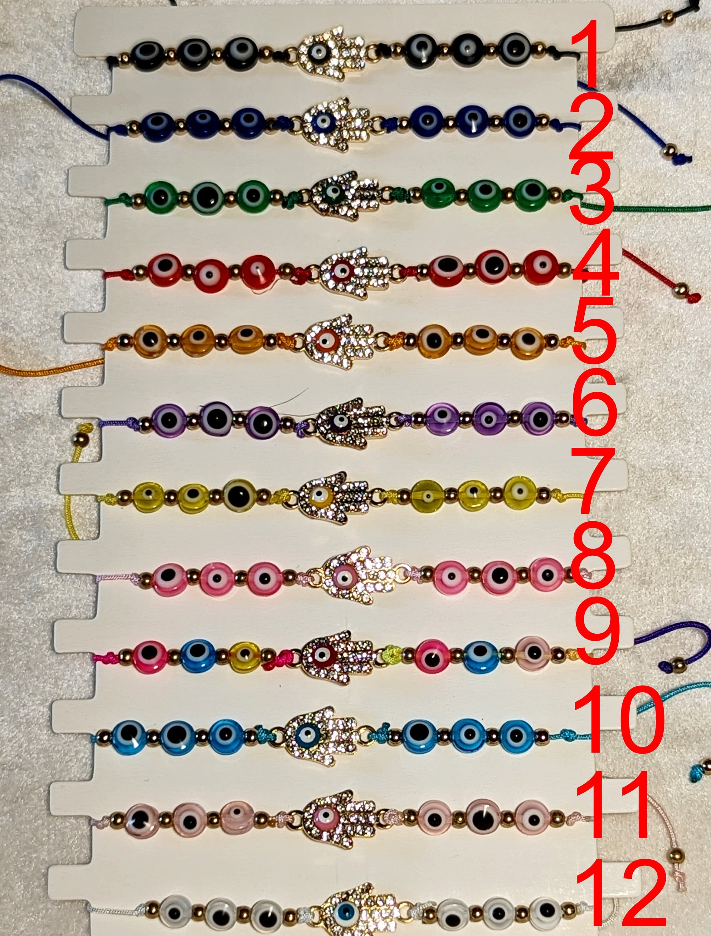Evil Eye Hamsa Hand Bracelet: Rhinestone Charm, Adjustable Friendship Jewelry