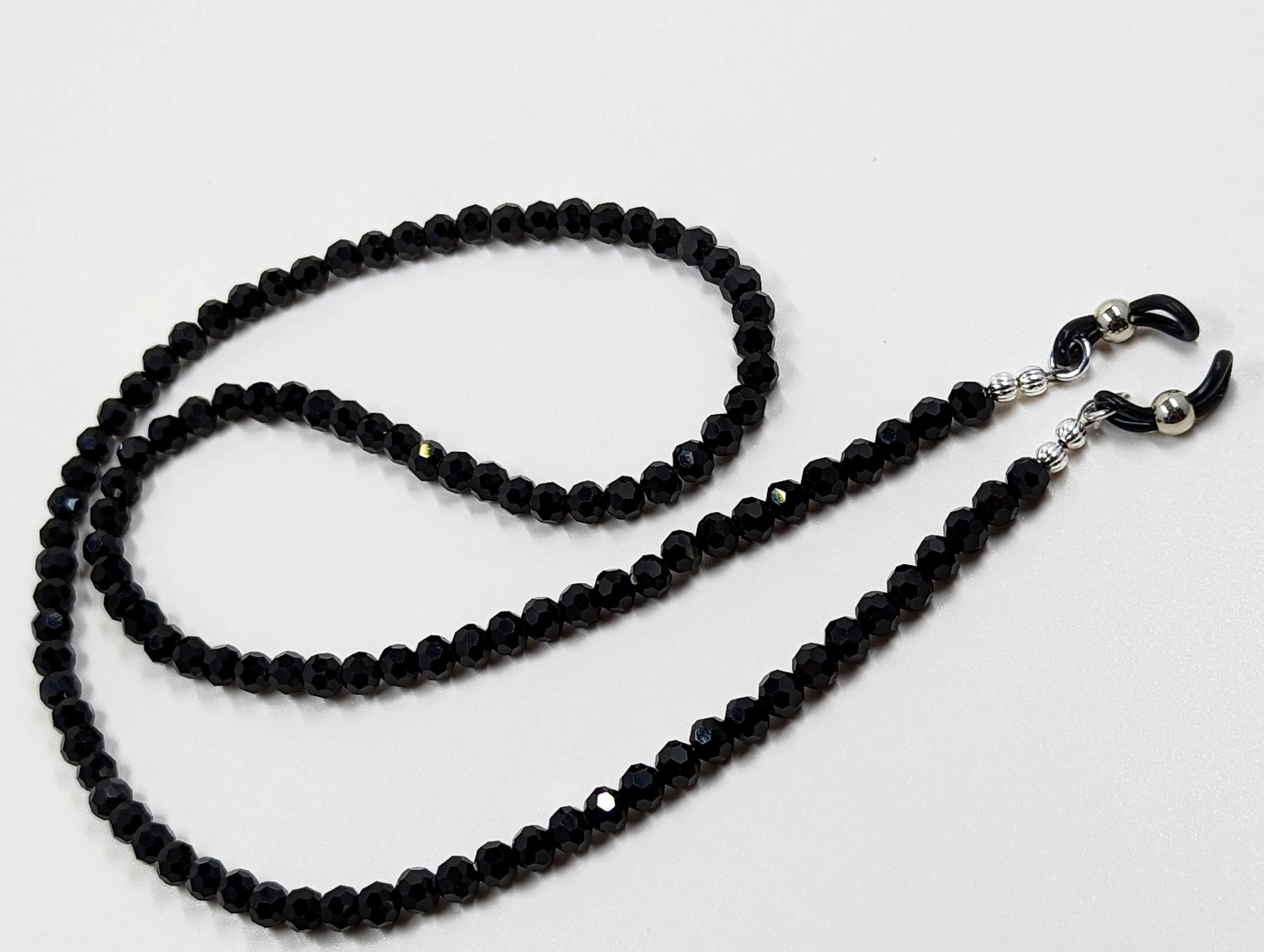 Black Austrian Crystal Eyeglasses Chain – Handmade Bling Glasses Holder