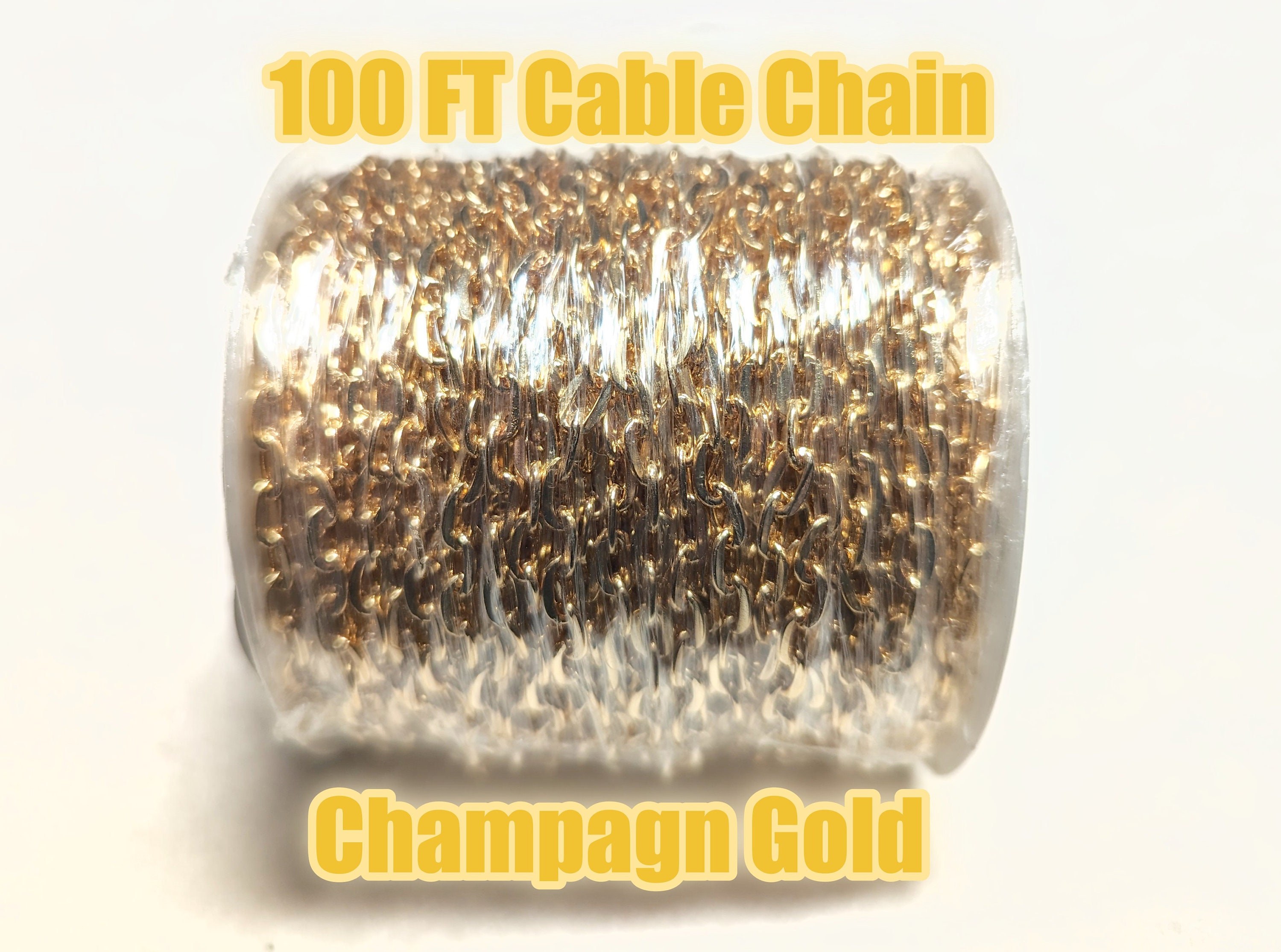 100 Foot Spool: Champagne Gold Cable Chain, 5x7mm Jewelry Making