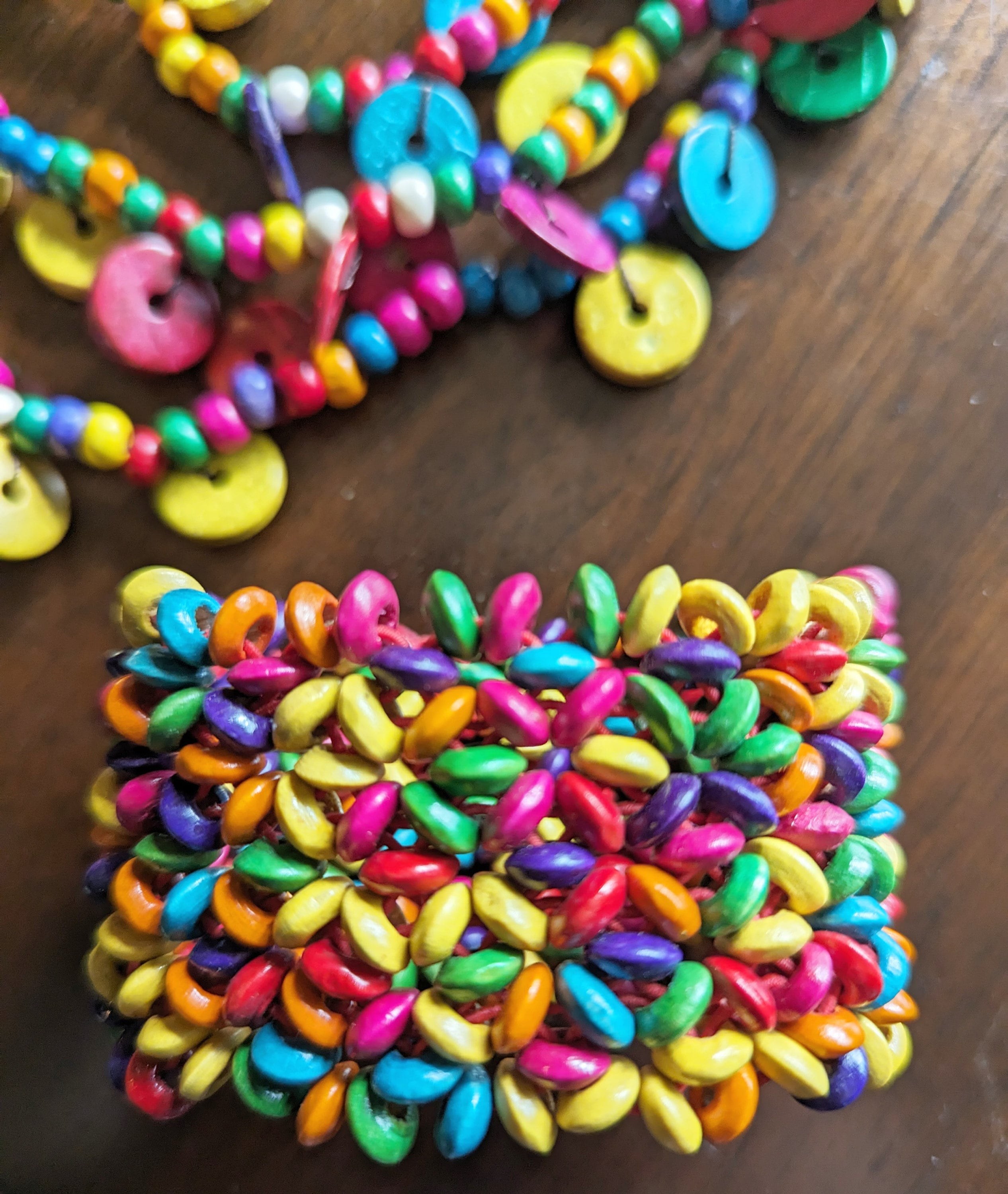Rainbow Wood Bead Stretch Bracelet: Handmade Colorful Accessory