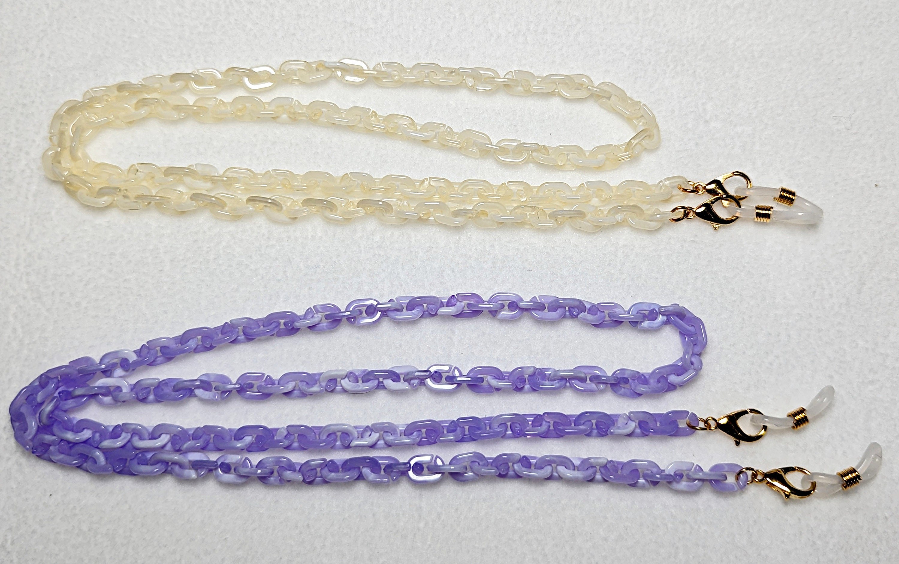 26" Chain Link Eyeglass, Sunglass, Mask Holder - Purple or Beige