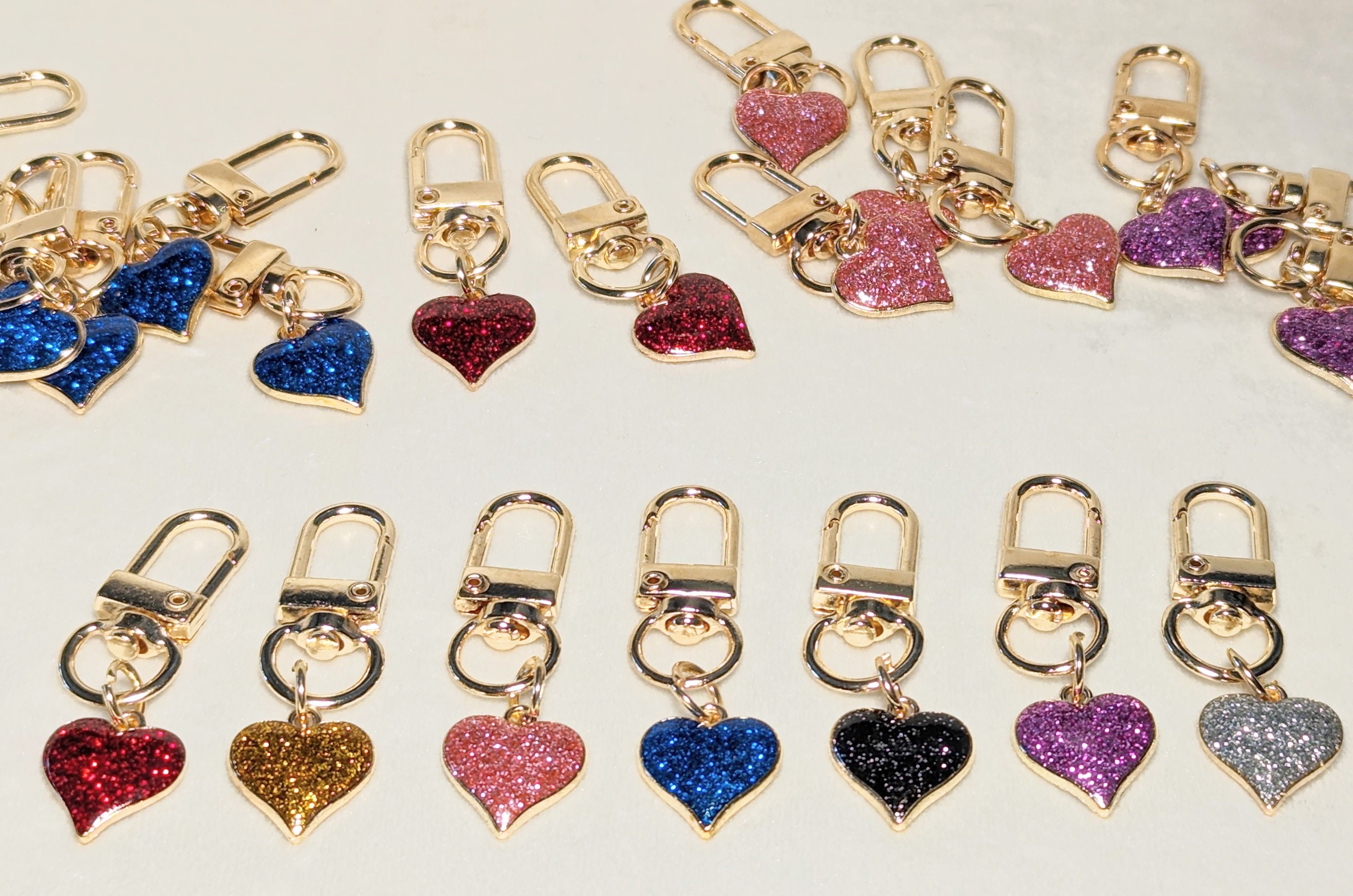 Heart Keyring: Glitter Purse Charm, Bookbag Bling