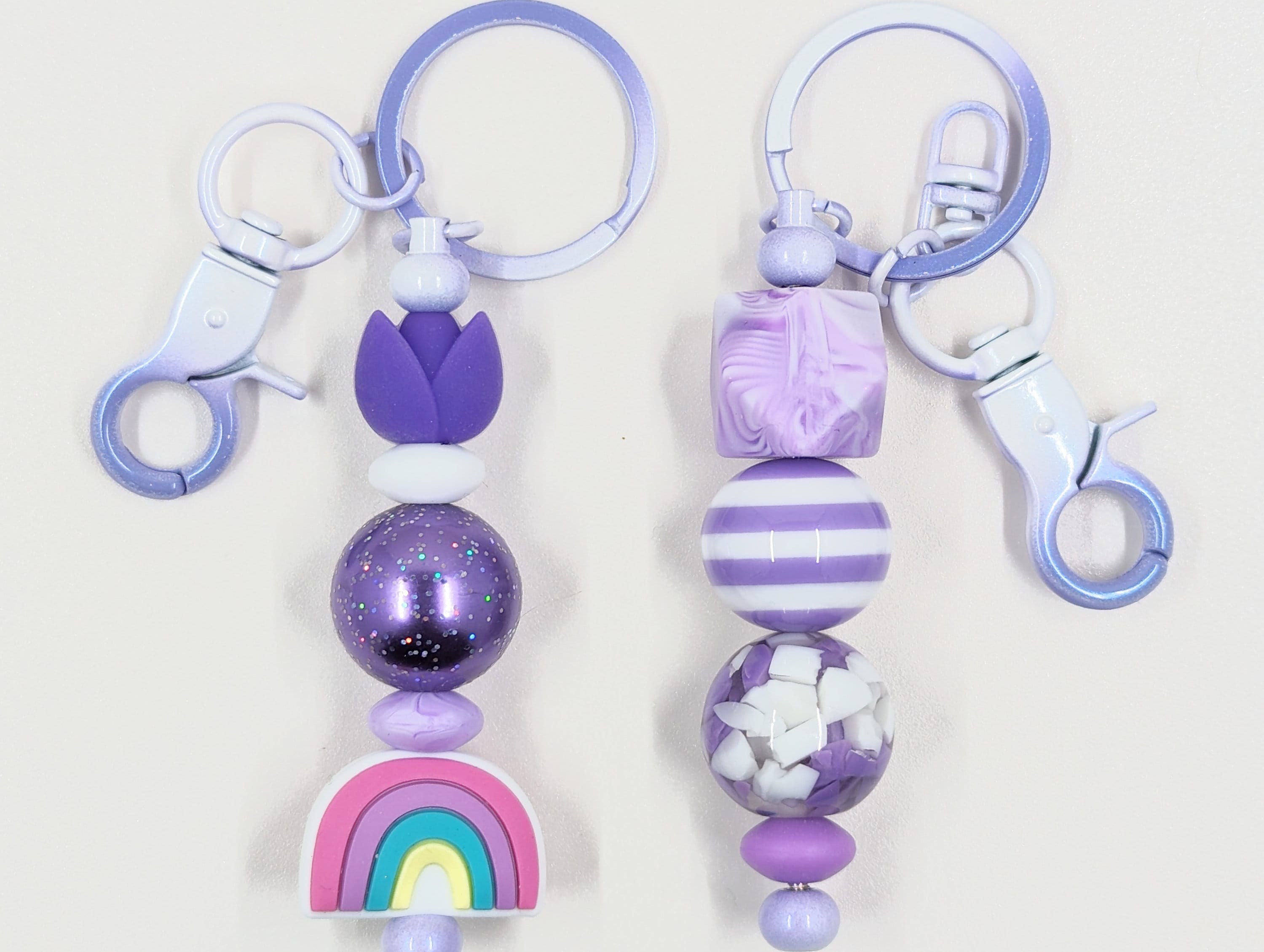 Beaded Keychain: Silicone Flower Purse Charm, Bookbag Accessory