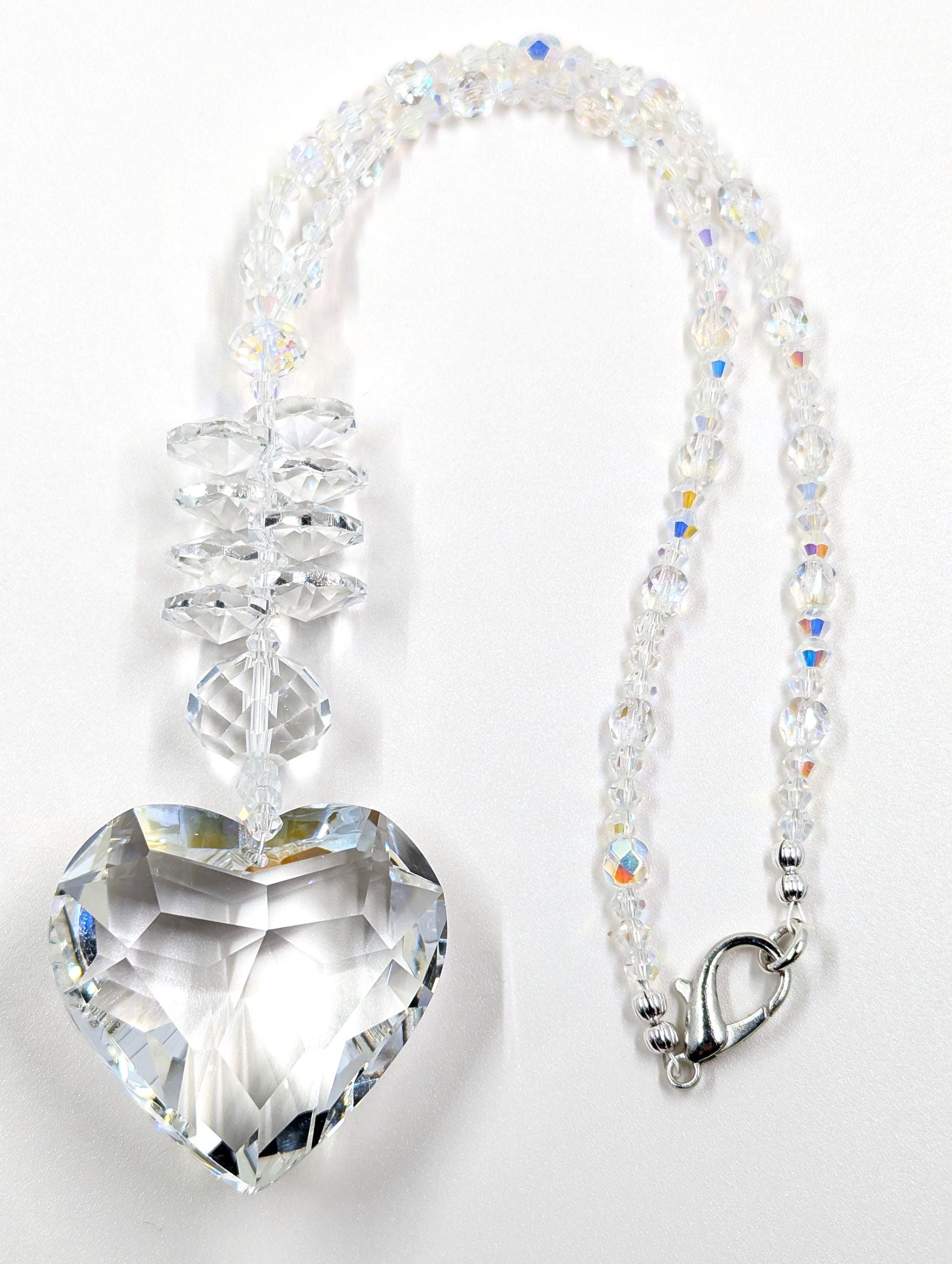 AB Crystal Heart Car Charm: Rear View Mirror Suncatcher Spring Summer Gift
