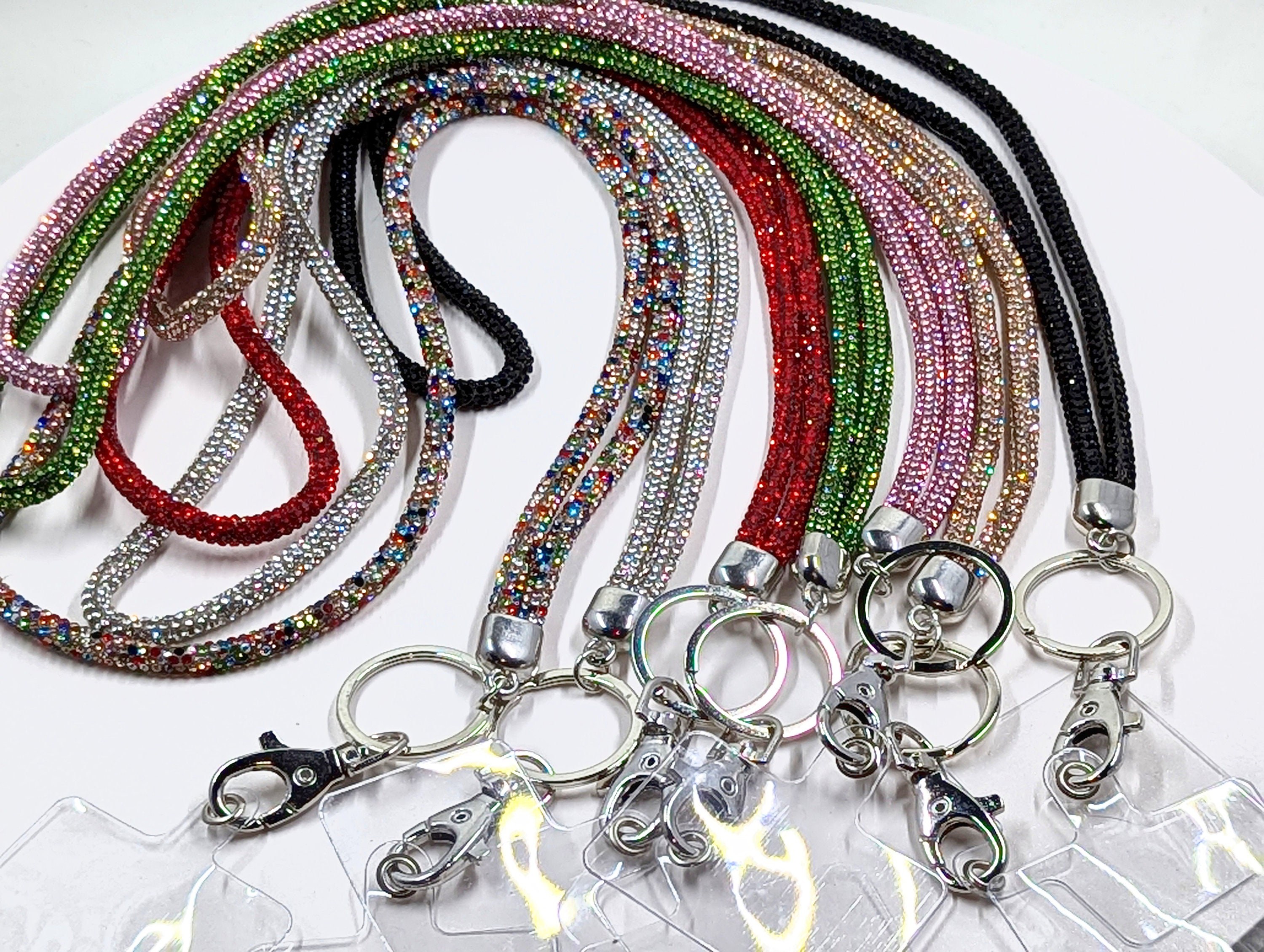 Rhinestone Bling Badge Lanyard: Unique ID Holder, 32 inch Necklace
