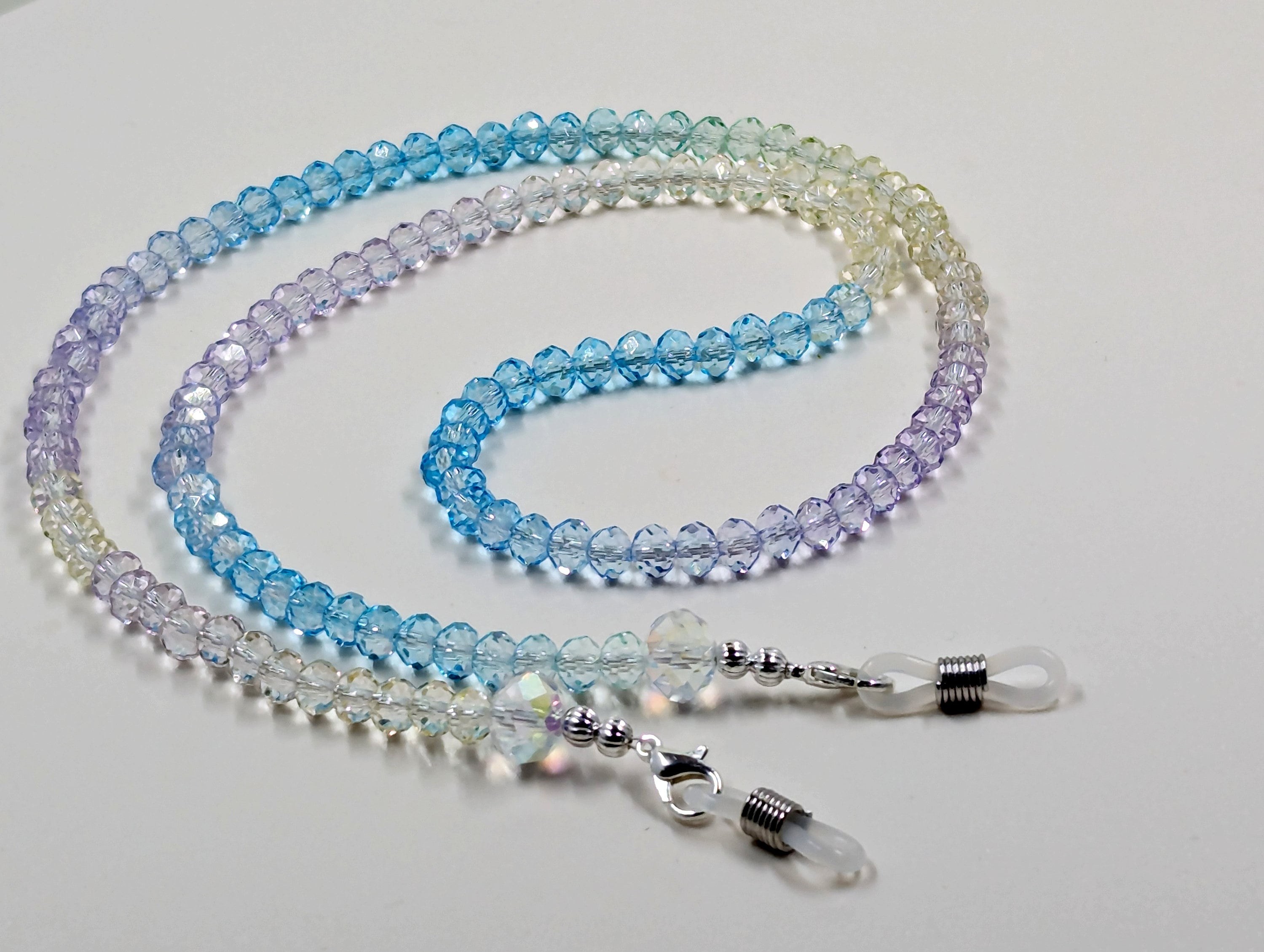 Crystal Eyeglass Chain: Pastel Color Crystal Sunglass Holder, 26" Bling Jewelry Women's Gift Valentines Day Eyeglass/Sunglasses Holder