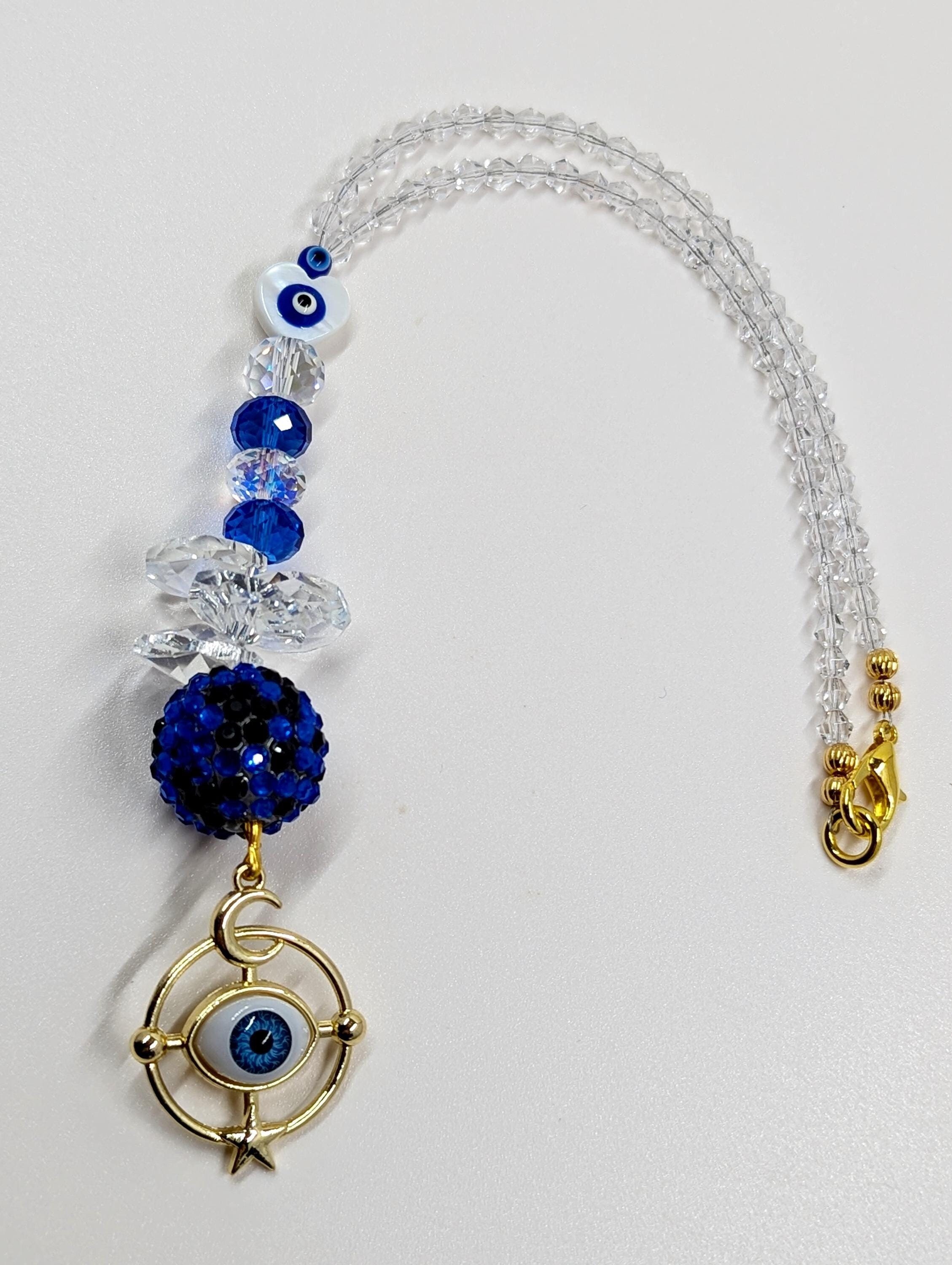 Evil Eye Car Charm: Moon, Star, Sapphire Disco Ball, Pearl Heart