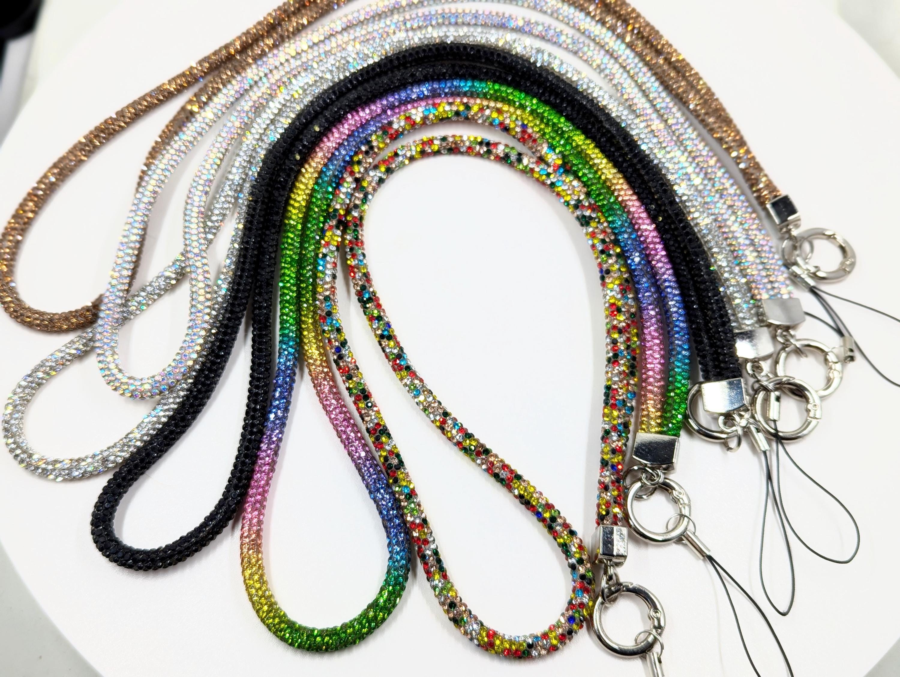 Rhinestone Bling Lanyard: Crystal ID Badge Holder, 30" Keychain