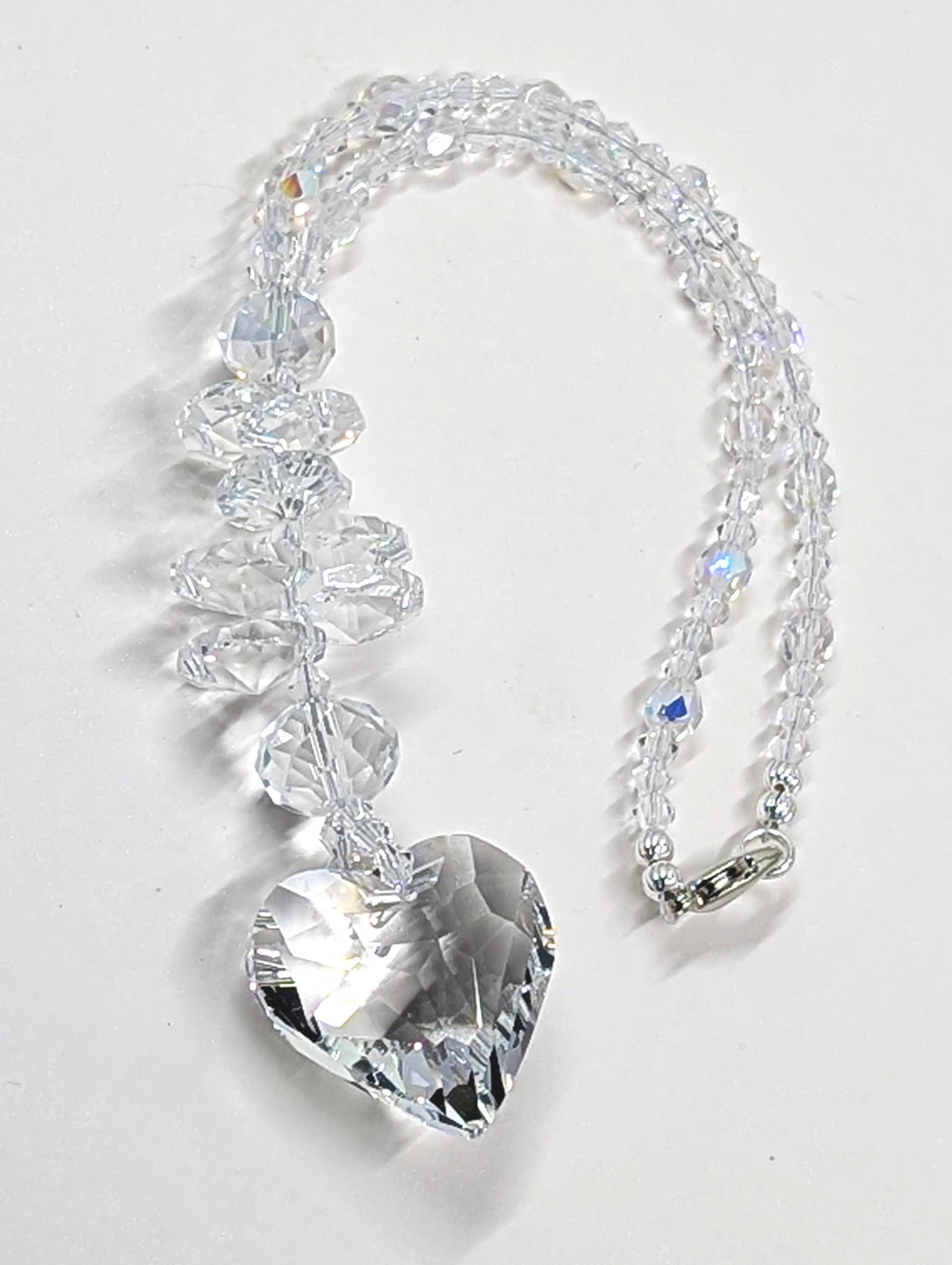 Crystal Heart Rear View Mirror Charm: Bling Car Accessory Gift