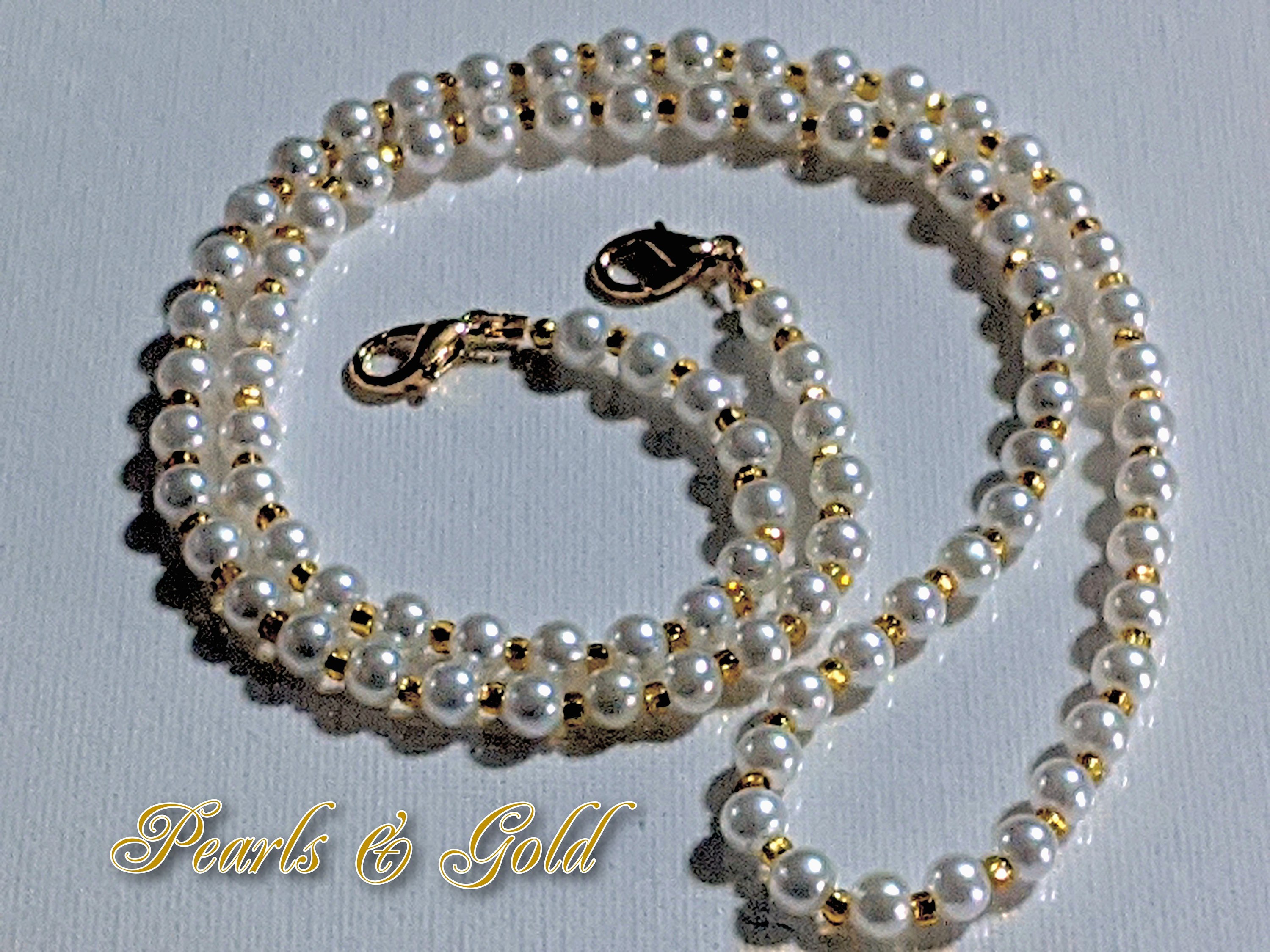 Pearl Face Mask Chain: Gold Spacer Beads, Eyeglass Lanyard