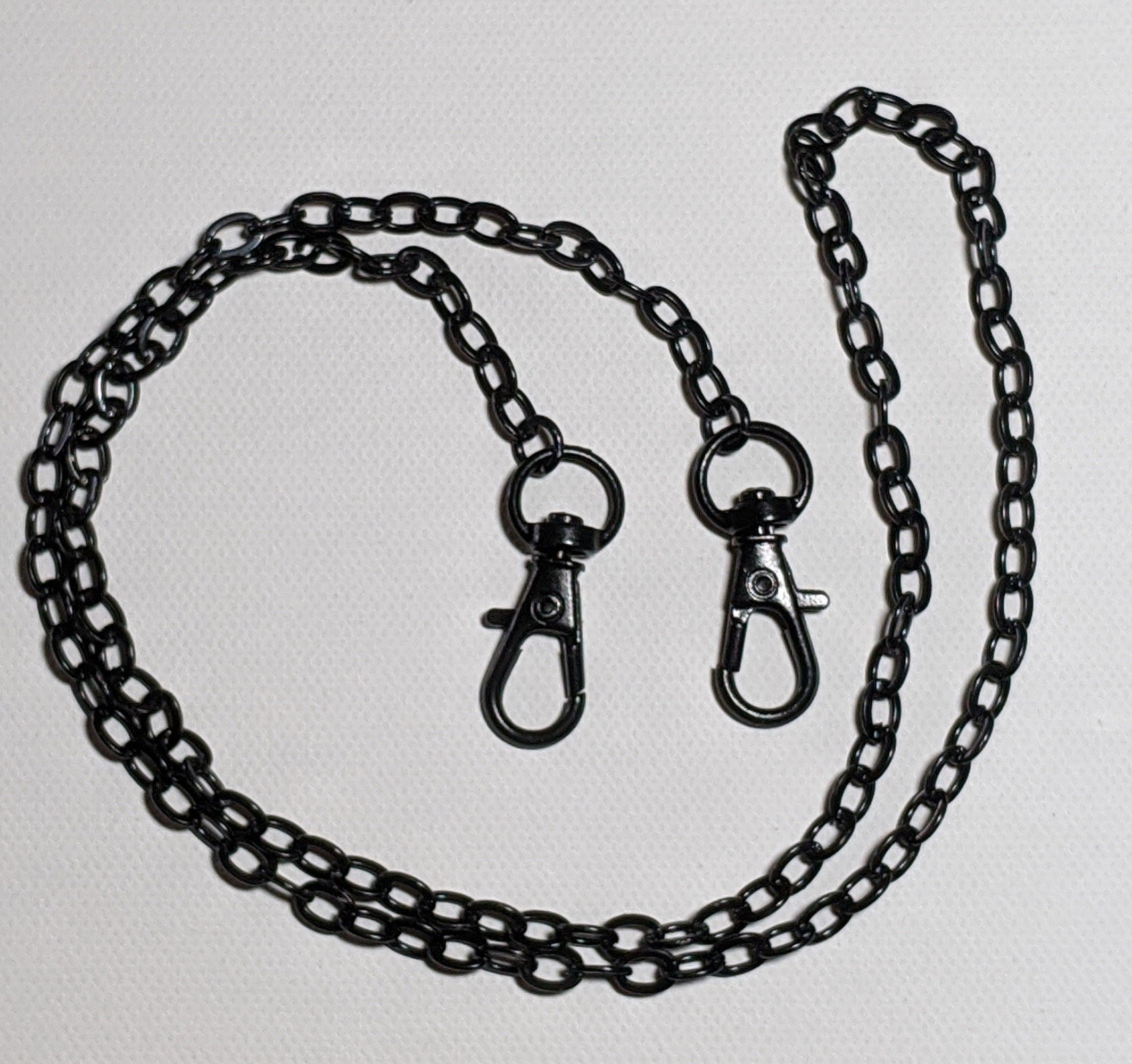 Black Mask Chain Holder: Unisex Face Mask Lanyard Necklace (26 inch)