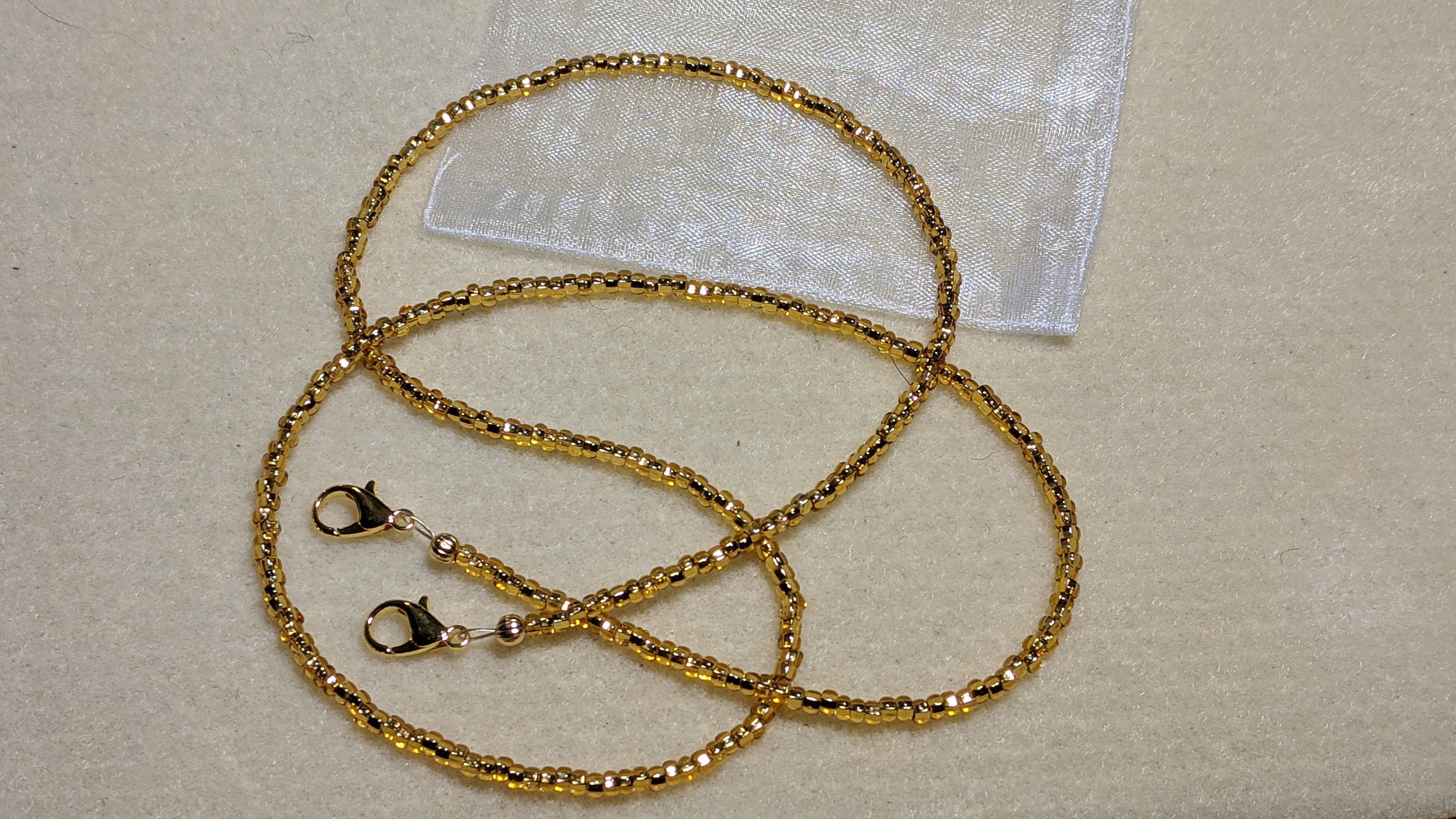 Gold Seed Bead Chain: Eyeglasses, Sunglasses, Mask Lanyard