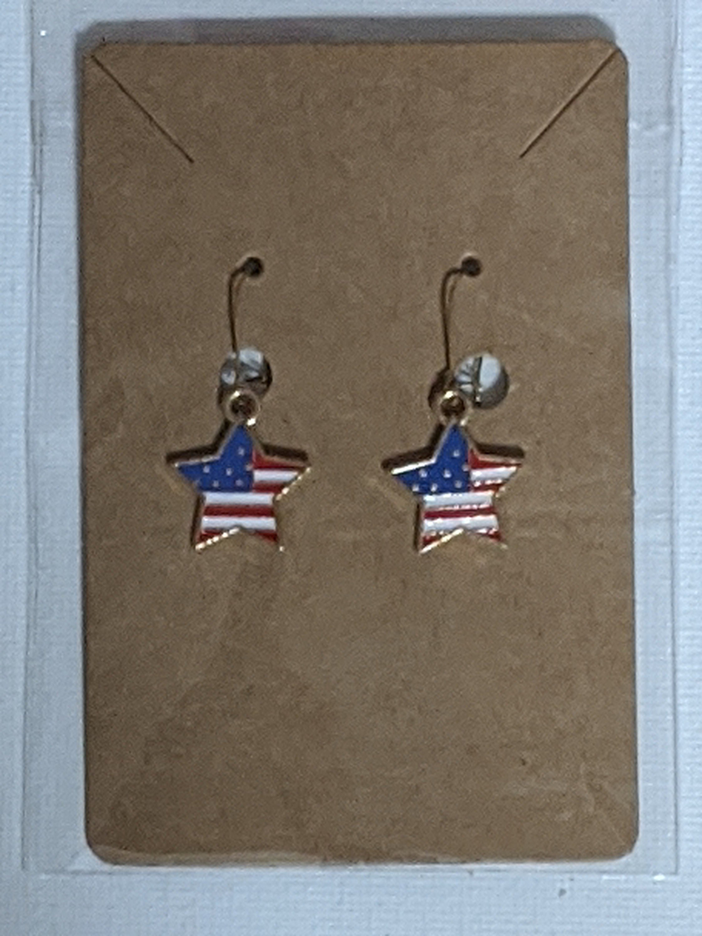 Patriotic Star Drop Earrings: USA Flag Jewelry
