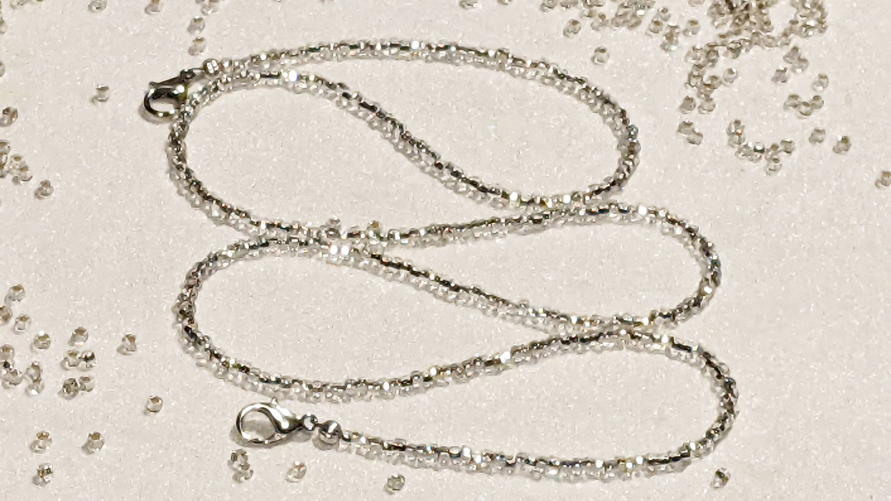 Silver Lined Crystal Seed Bead Chain: Eyeglasses/Mask Lanyard