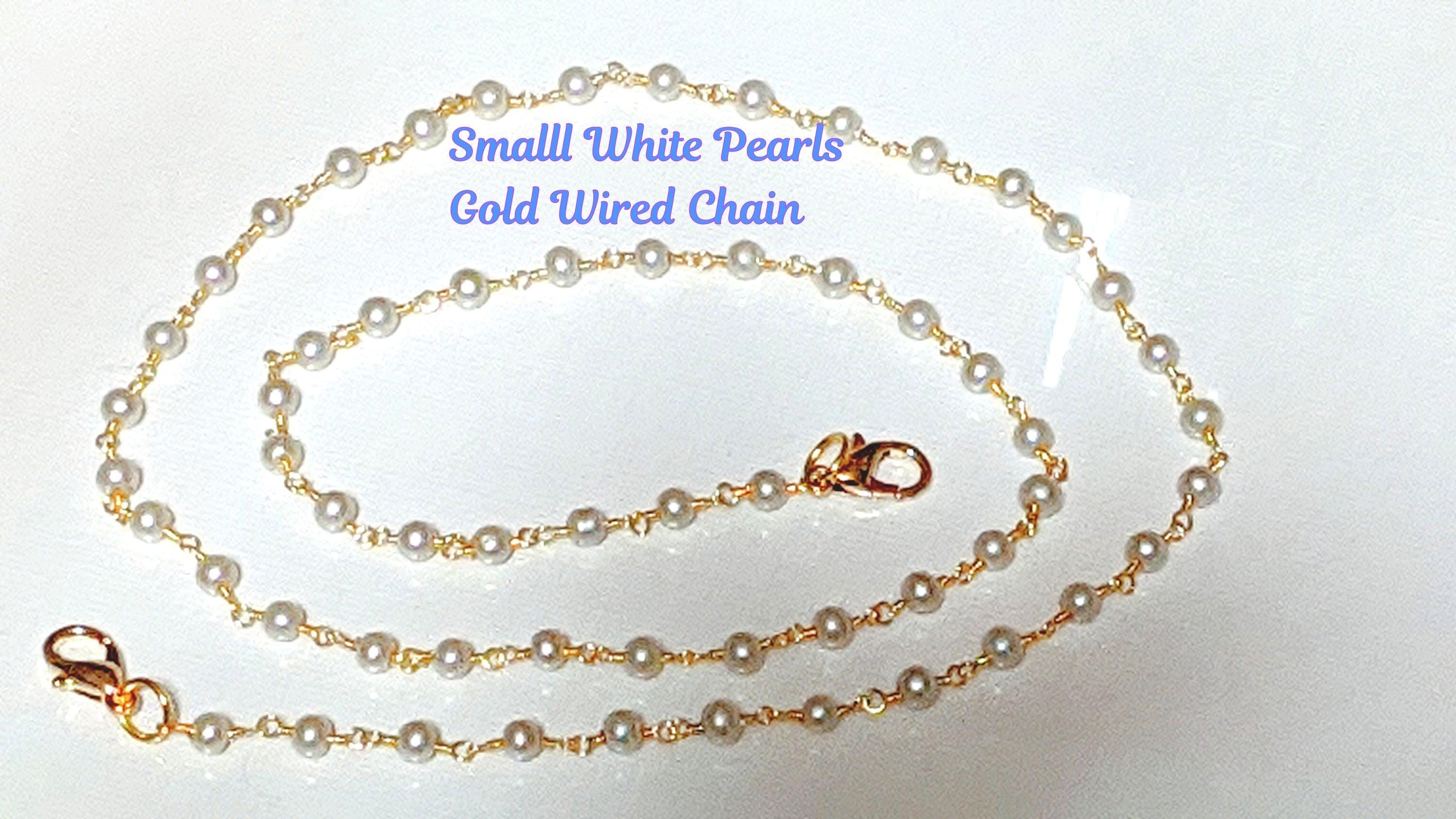 Pearl Glasses Chain: Gold Linked Eyeglass Chain Necklace, 26"