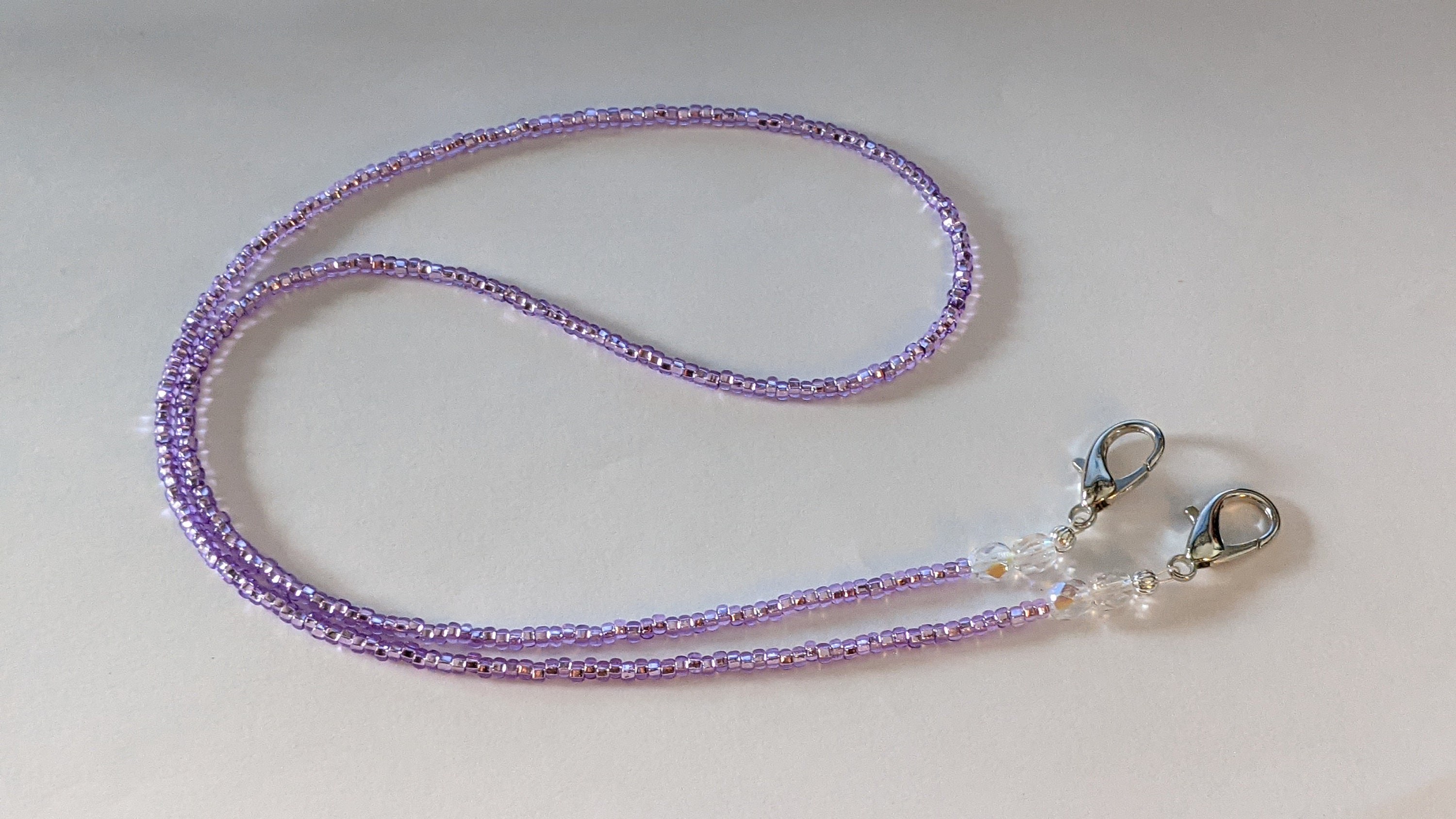 Purple Seed Bead Glasses Chain: Preciosa Crystal Mask Lanyard