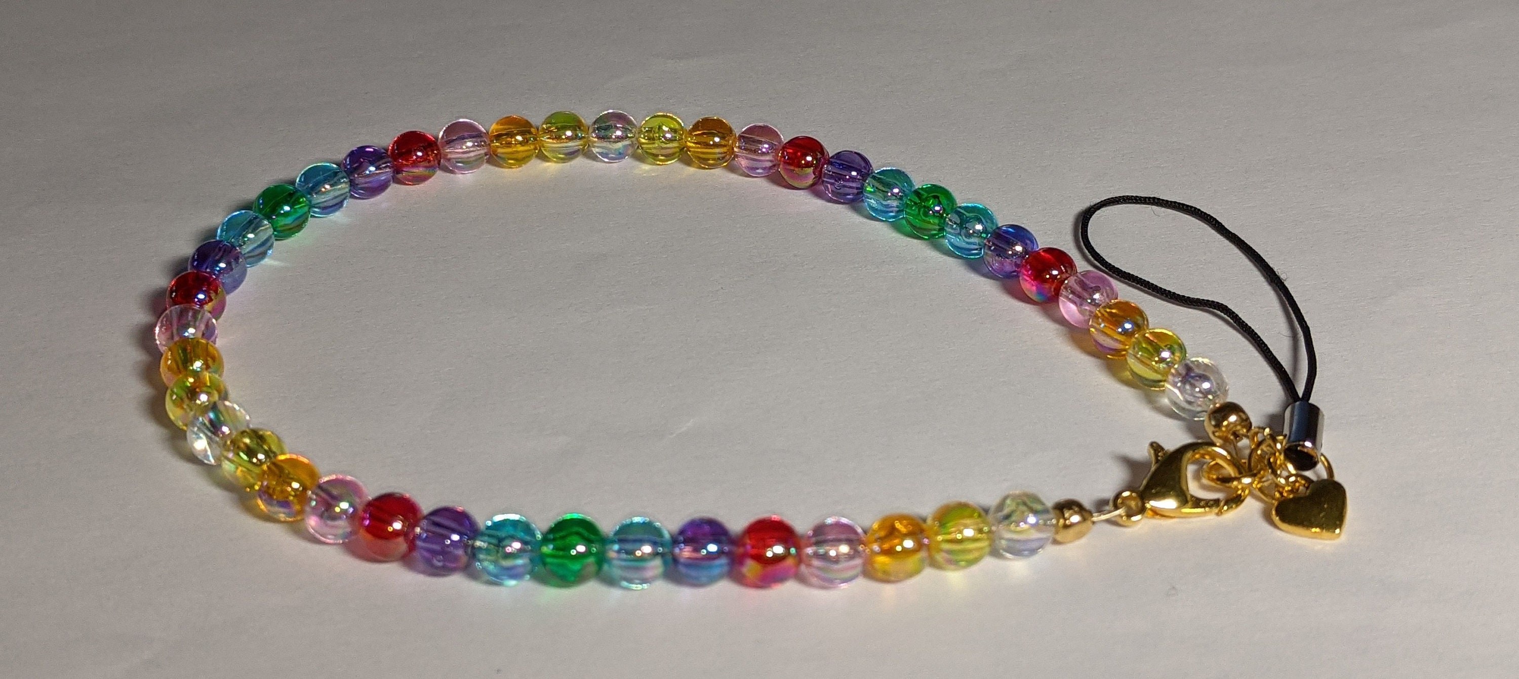 Rainbow AB Crystal Beaded Cell Phone Strap: Bling Lanyard