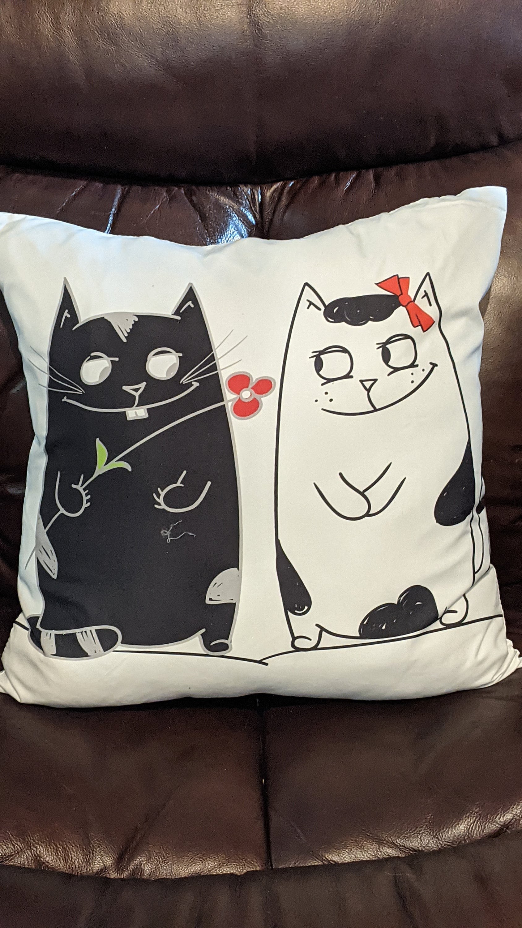Comical Cats Flower Gift Throw Pillow Cover - 18 x 18