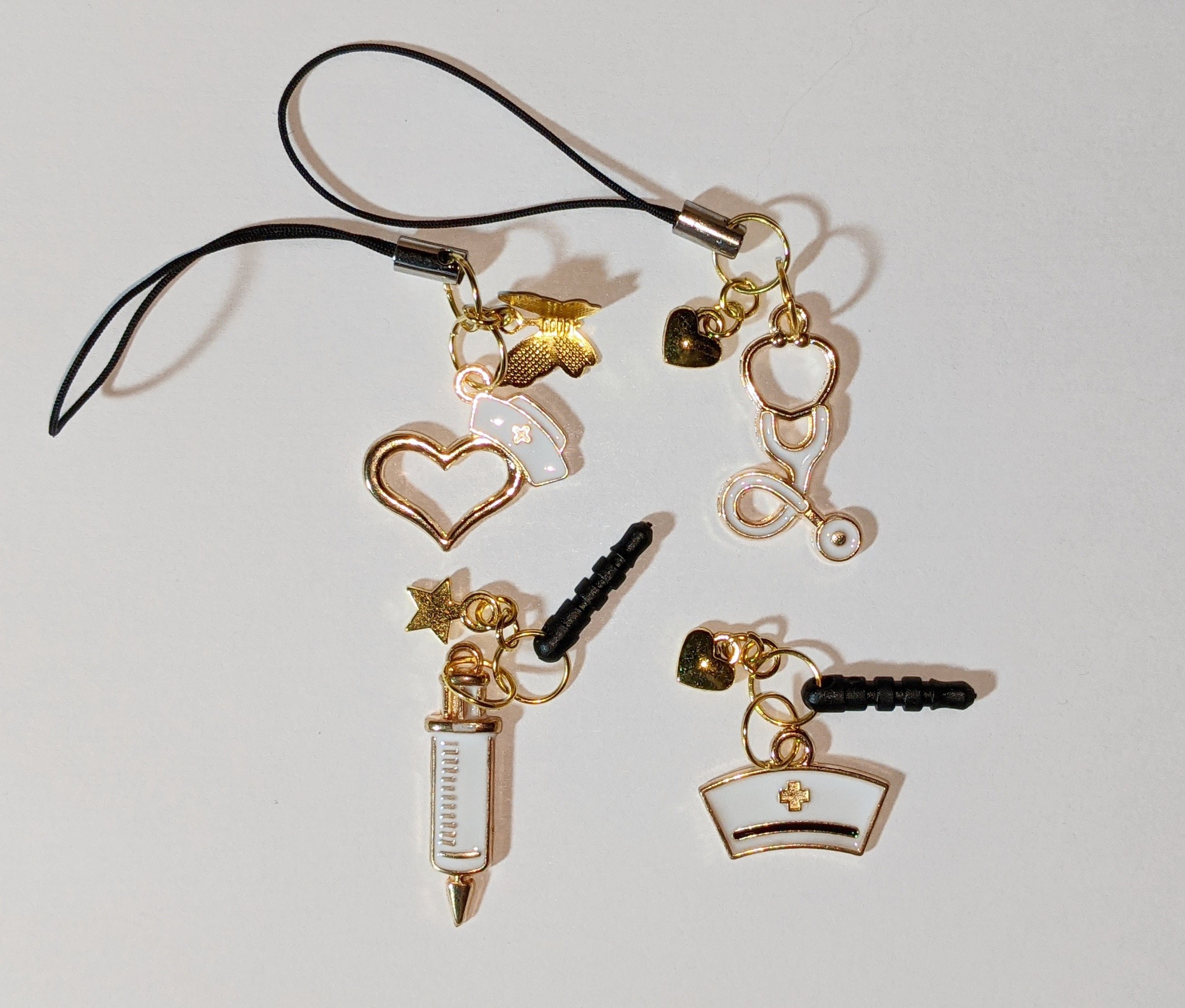 Medical Charm: Nurse, Stethoscope, Syringe - Phone Charm, Keychain or Dust Plug