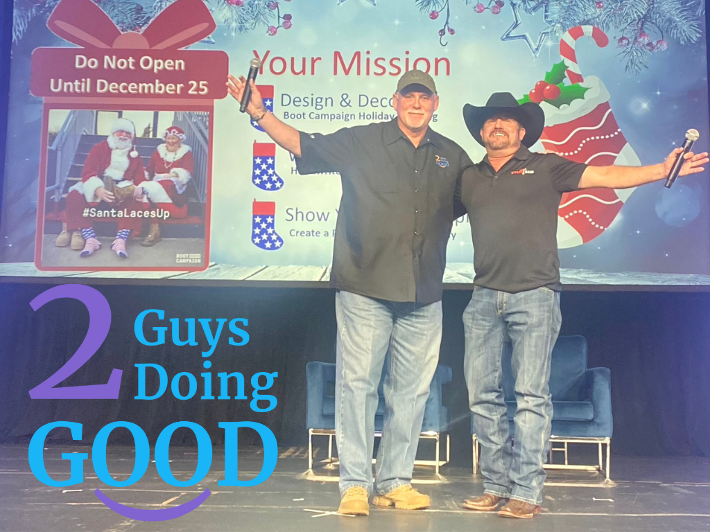 Steven Foster and Rowan Pickering at a 2 Guys Doing Good event