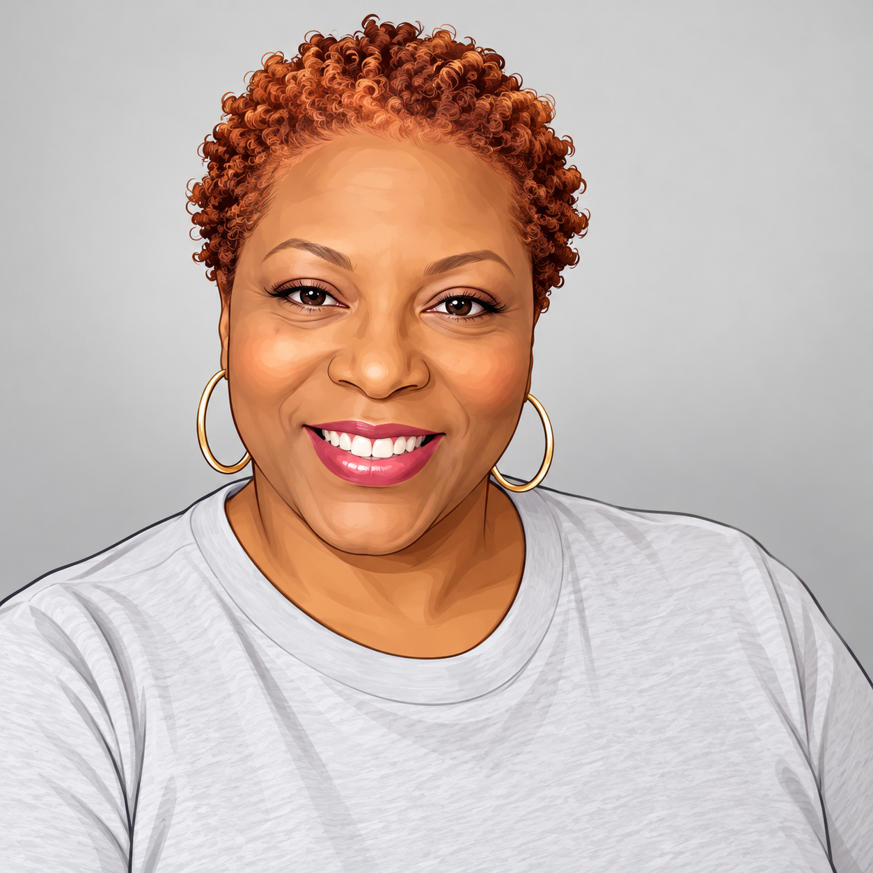 Dee with gold curls, illustrated portrait