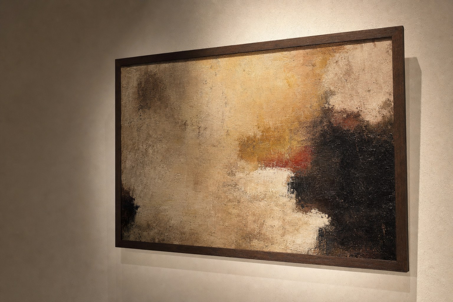 Framed contemporary artwork in a gallery