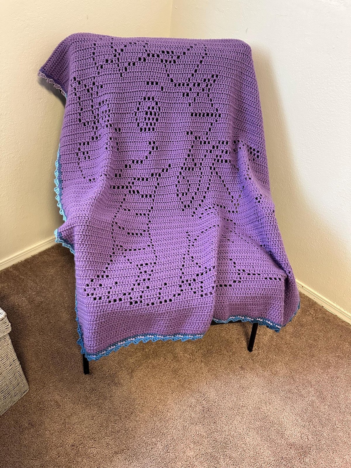 Menace- Handmade Filet Crochet Dragon Baby Blanket