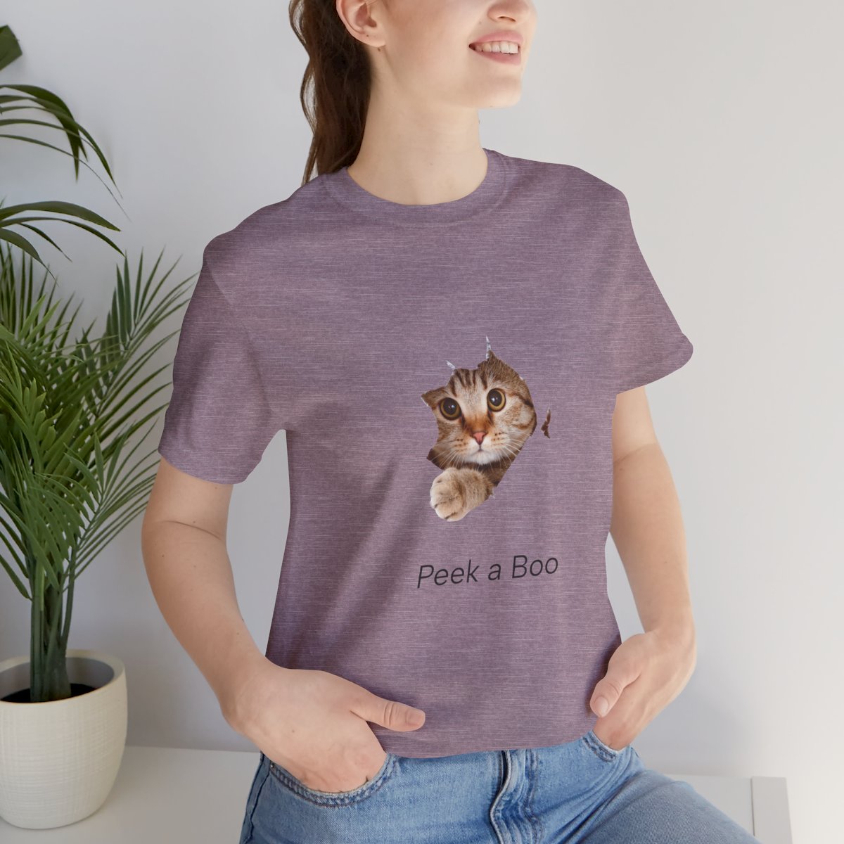 Cat Peekaboo Tee - Playful Feline Vibes T-Shirt