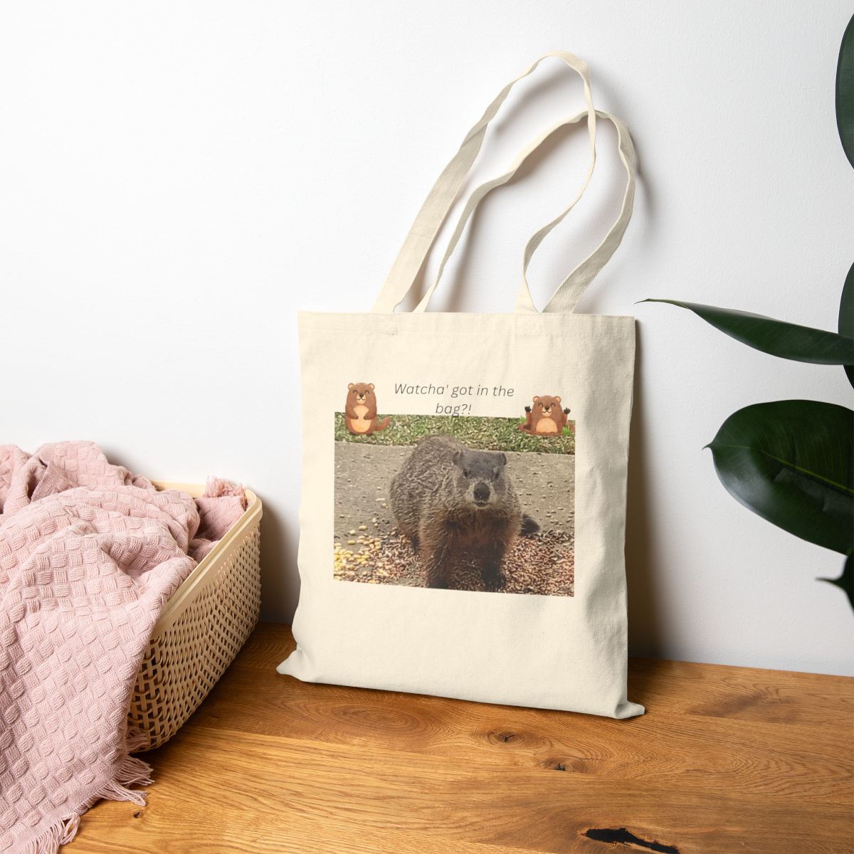 Whimsical Tote Bag featuring George the Woodchuck