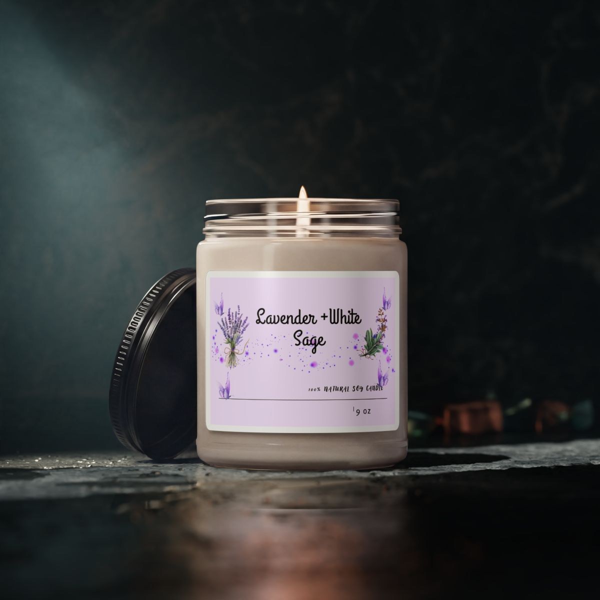 Soothing Aromatherapy Soy Candle with Lavender and Sage