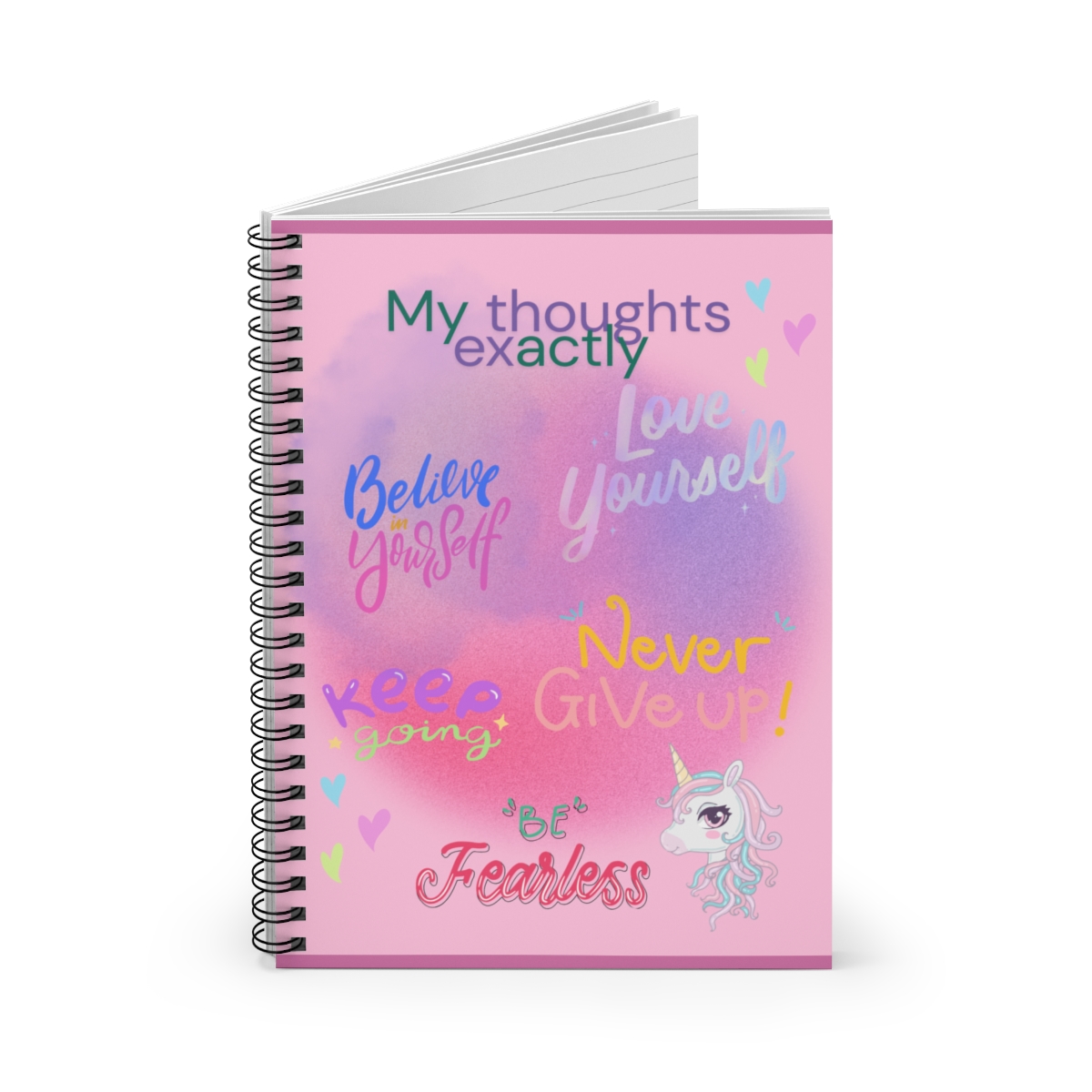 Unicorn Spiral Notebook - Ruled Line, Motivational Journal, Cute Gift