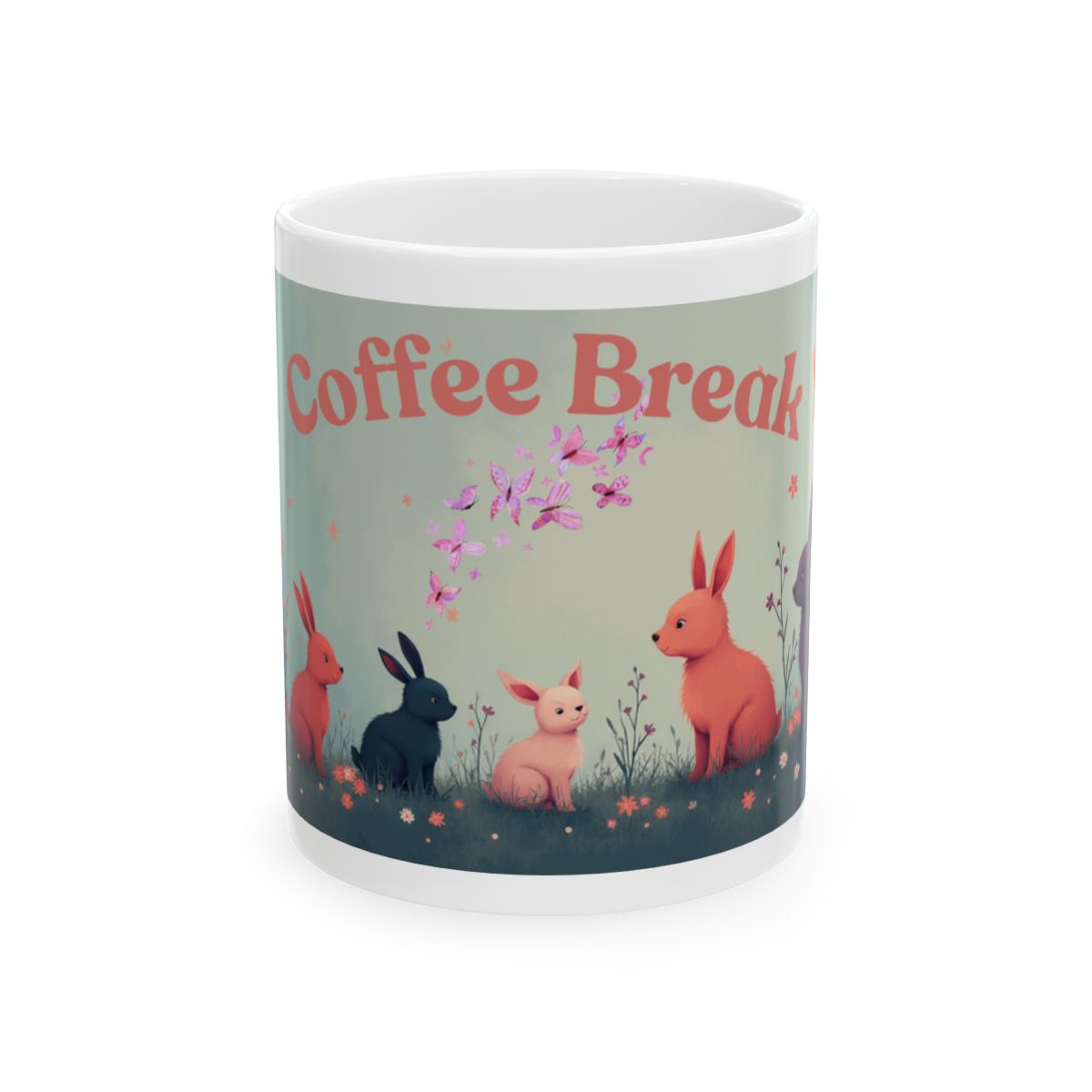 Coffee Break Whimsical Rabbit Coffee Mug