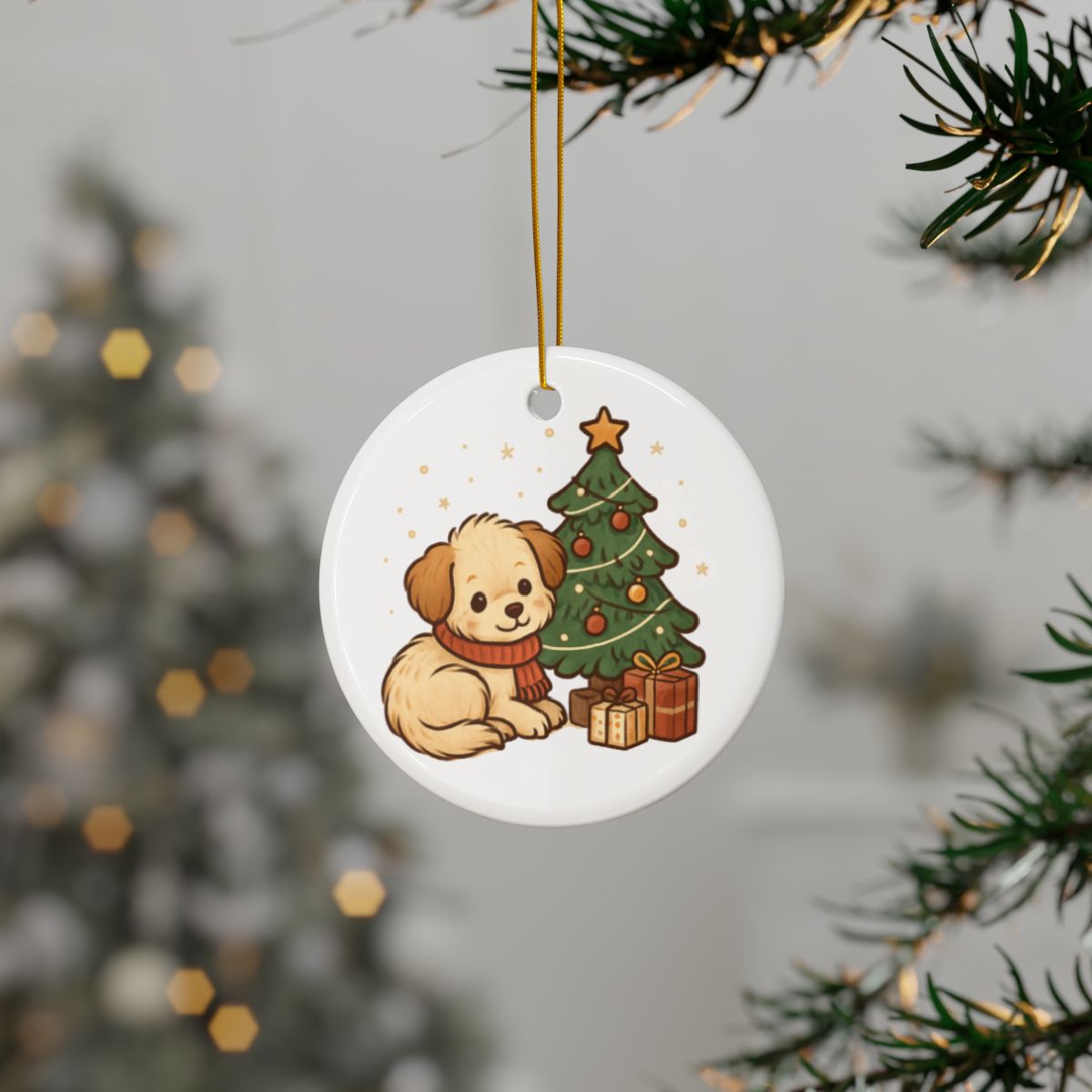 Adorable Puppy Christmas Ornaments - 2-Sided Print